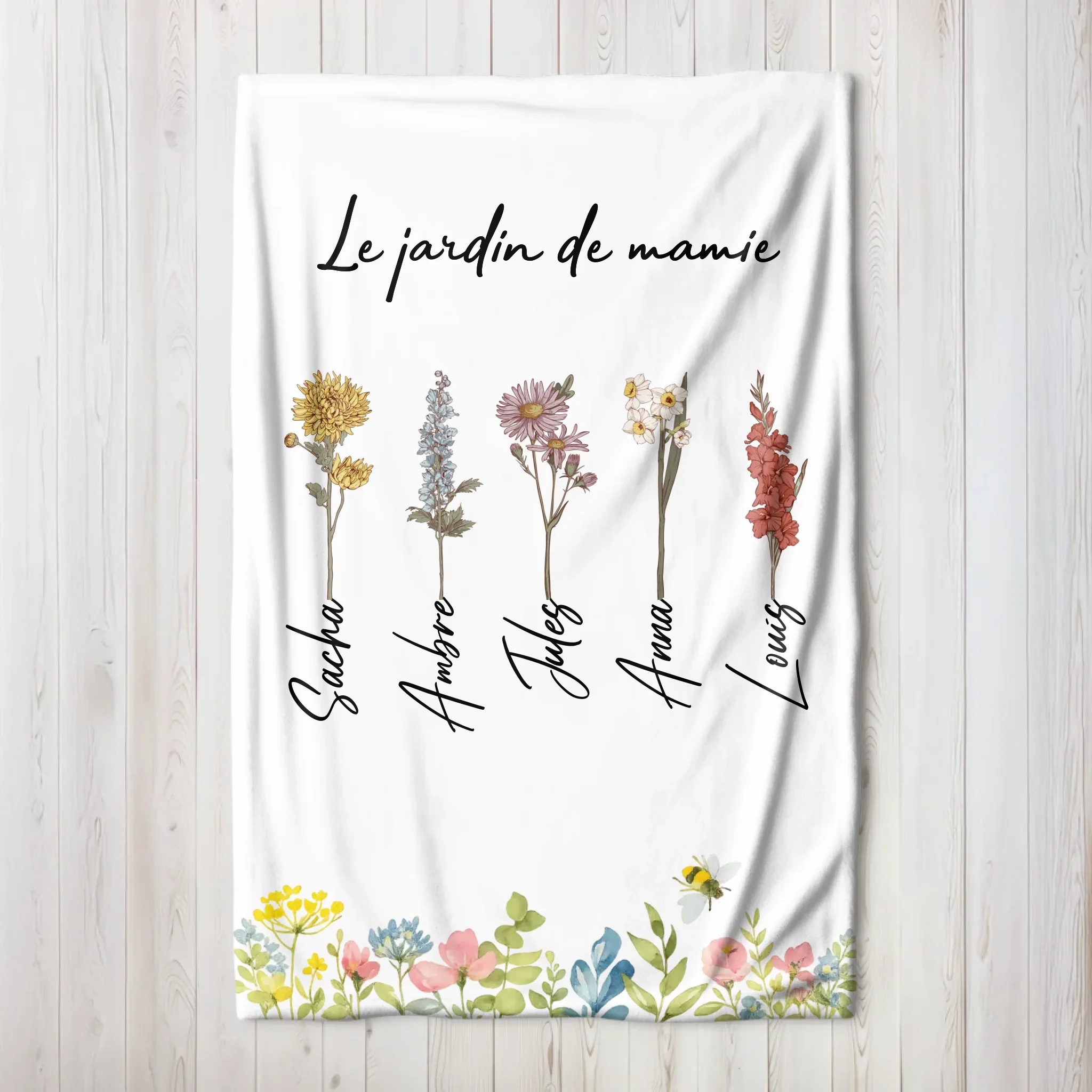 Couverture personnalisée – Le jardin de mamie – l’amour pousse ici