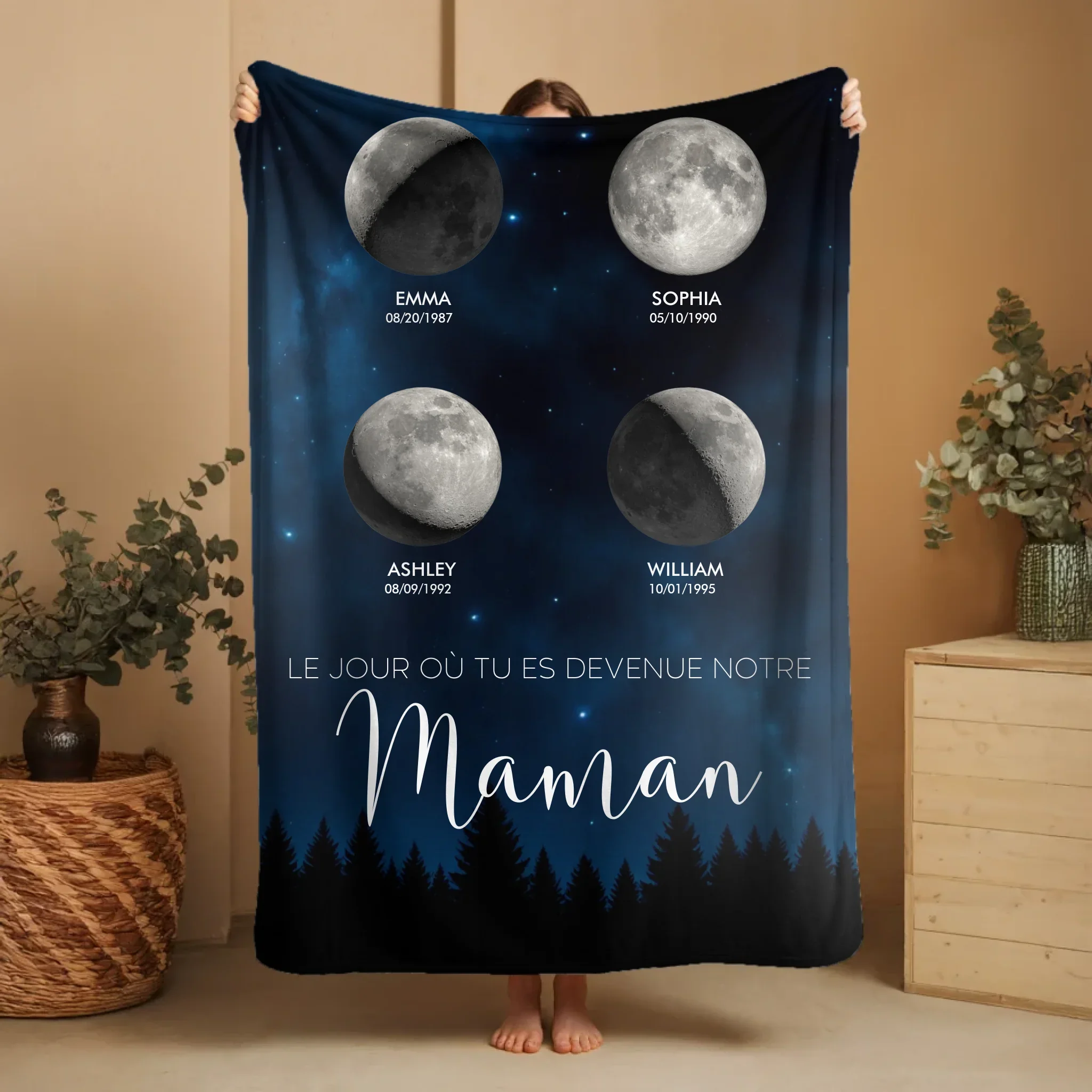 Couverture personnalisée – Phase de lune - Les jours où tu es devenue notre maman – vertical - Image 2