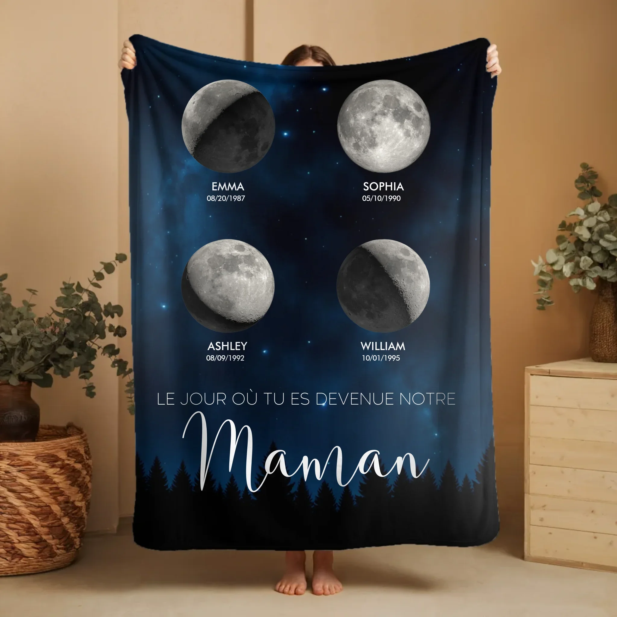 Couverture personnalisée – Phase de lune - Les jours où tu es devenue notre maman – vertical - Image 4