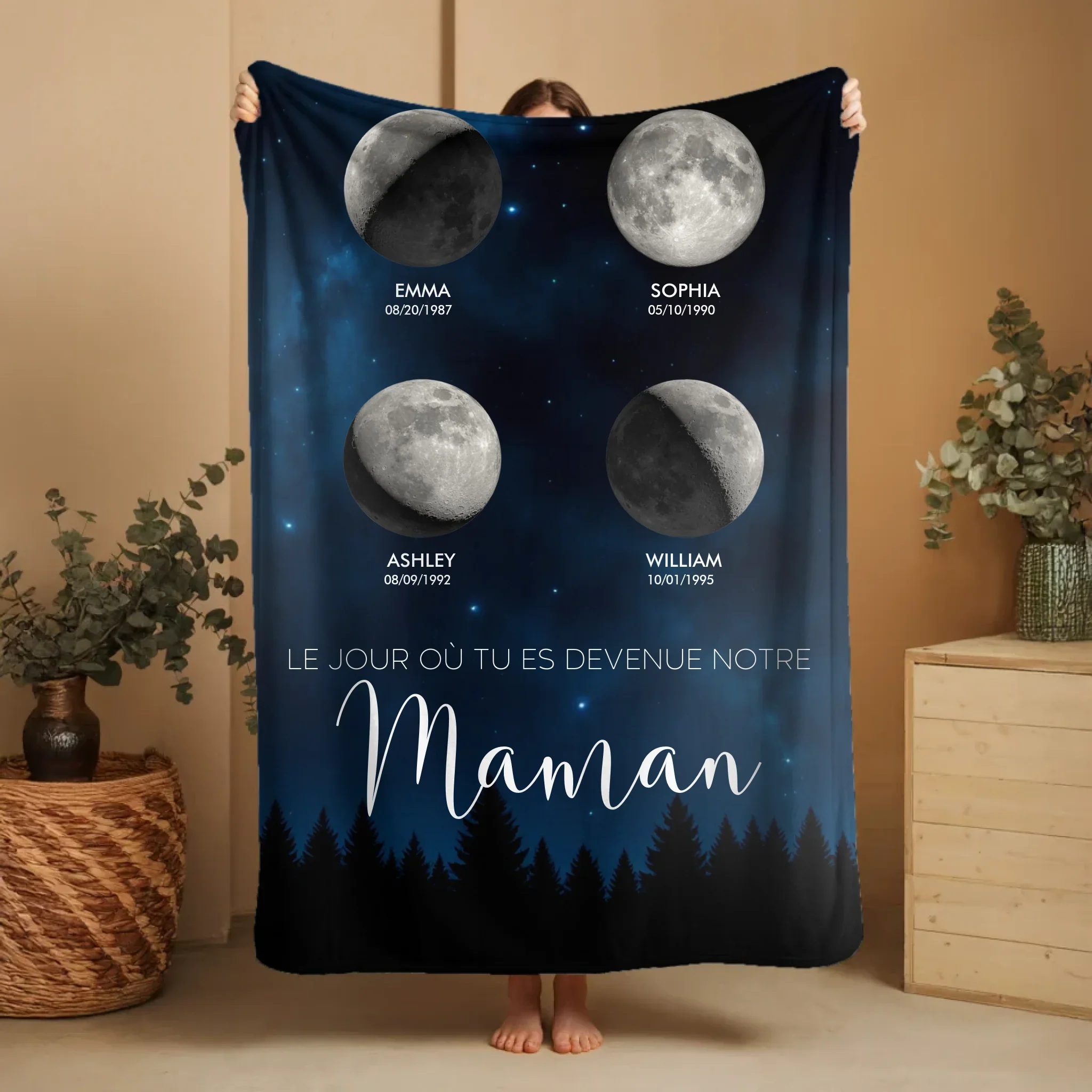 Couverture personnalisée – Phase de lune - Les jours où tu es devenue notre maman – vertical - Image 7