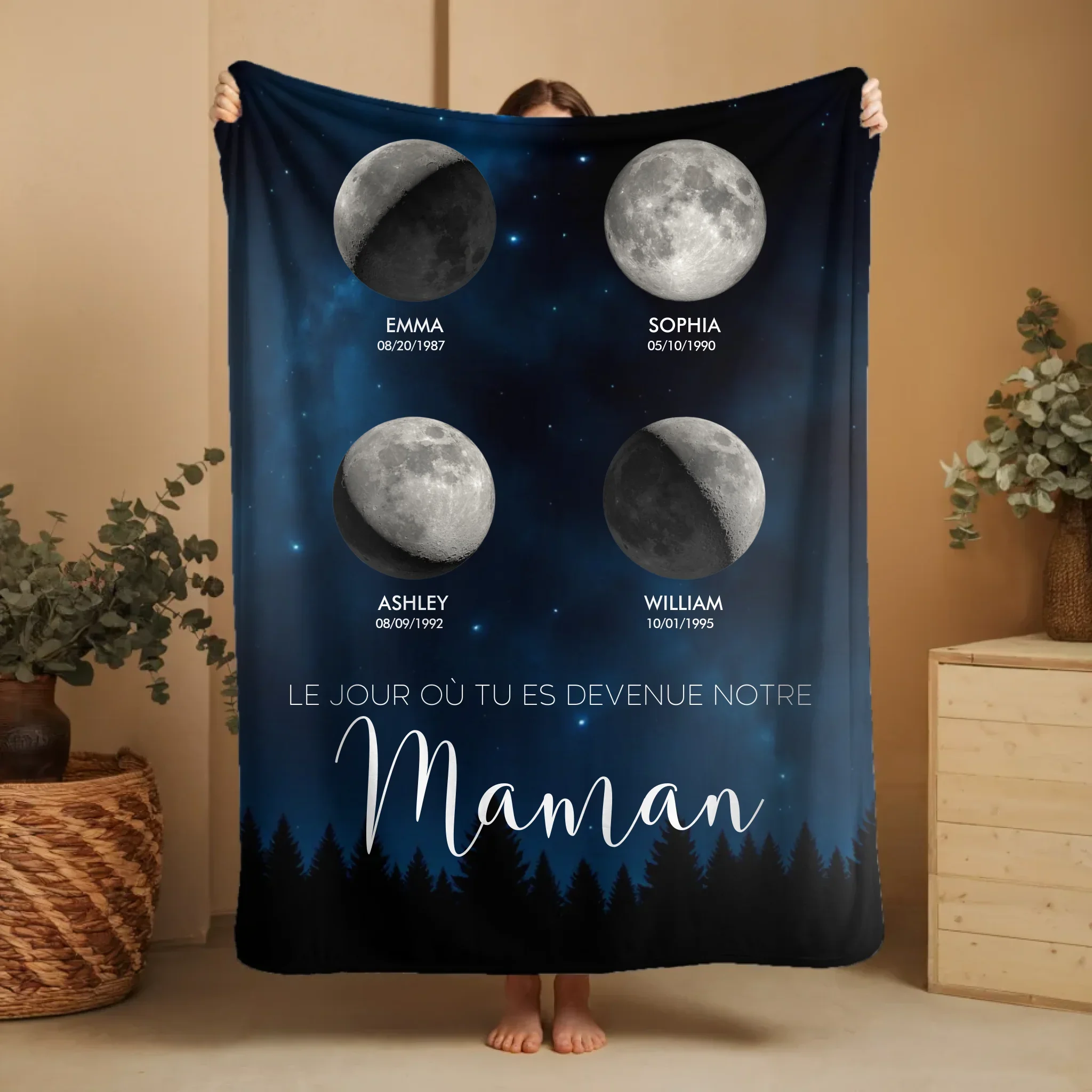 Couverture personnalisée – Phase de lune - Les jours où tu es devenue notre maman – vertical - Image 9