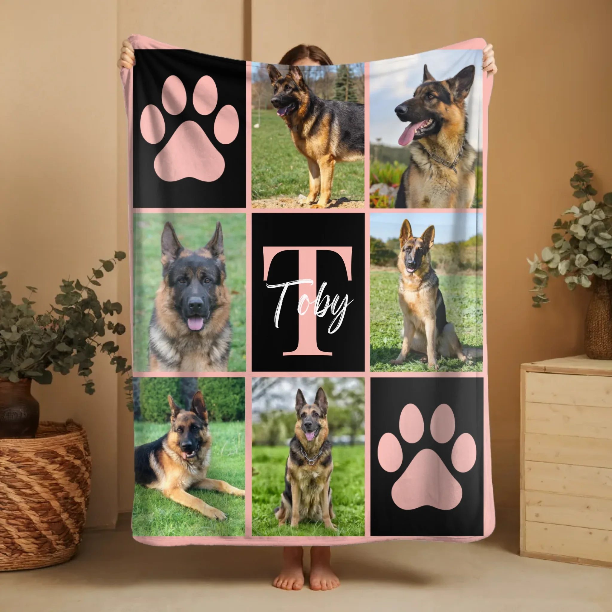 Couverture personnalisée – Photo multicolore d’animal avec nom et initiale - Image 9