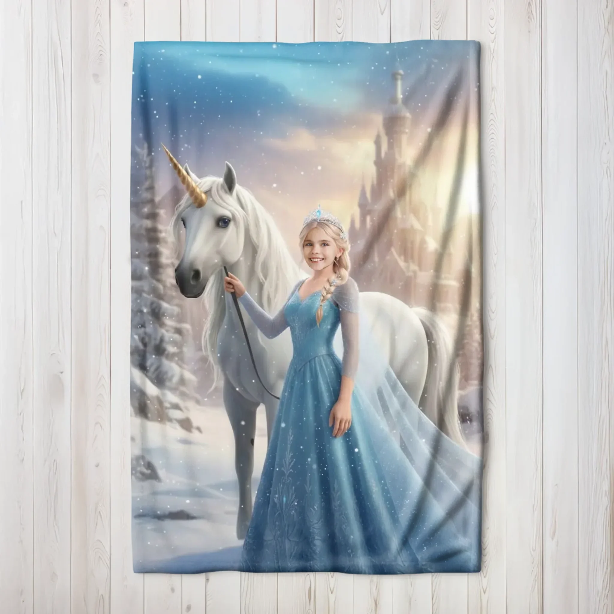Couverture personnalisée – Princesse reine des glaces avec un cheval blanc - Image 6