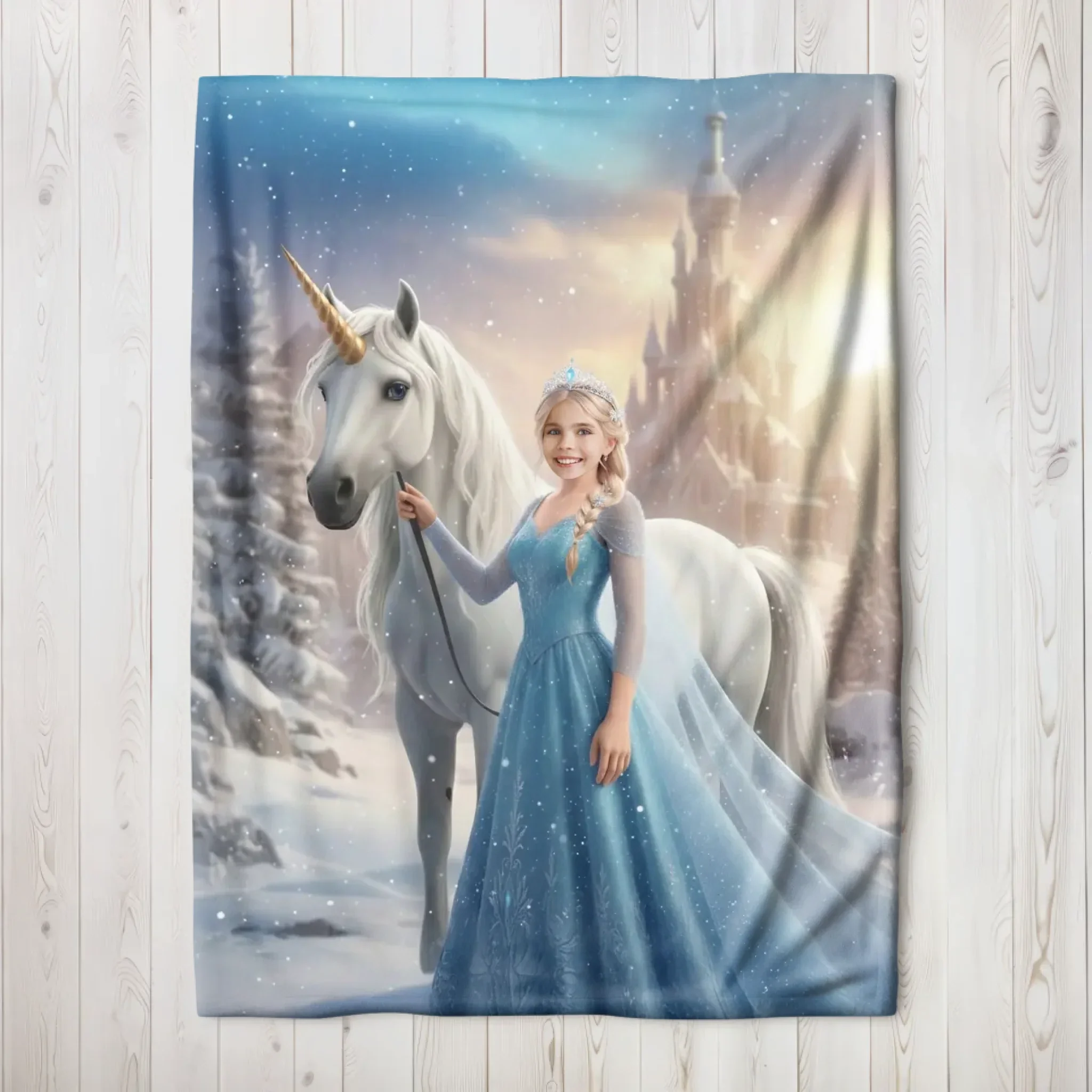 Couverture personnalisée – Princesse reine des glaces avec un cheval blanc - Image 8