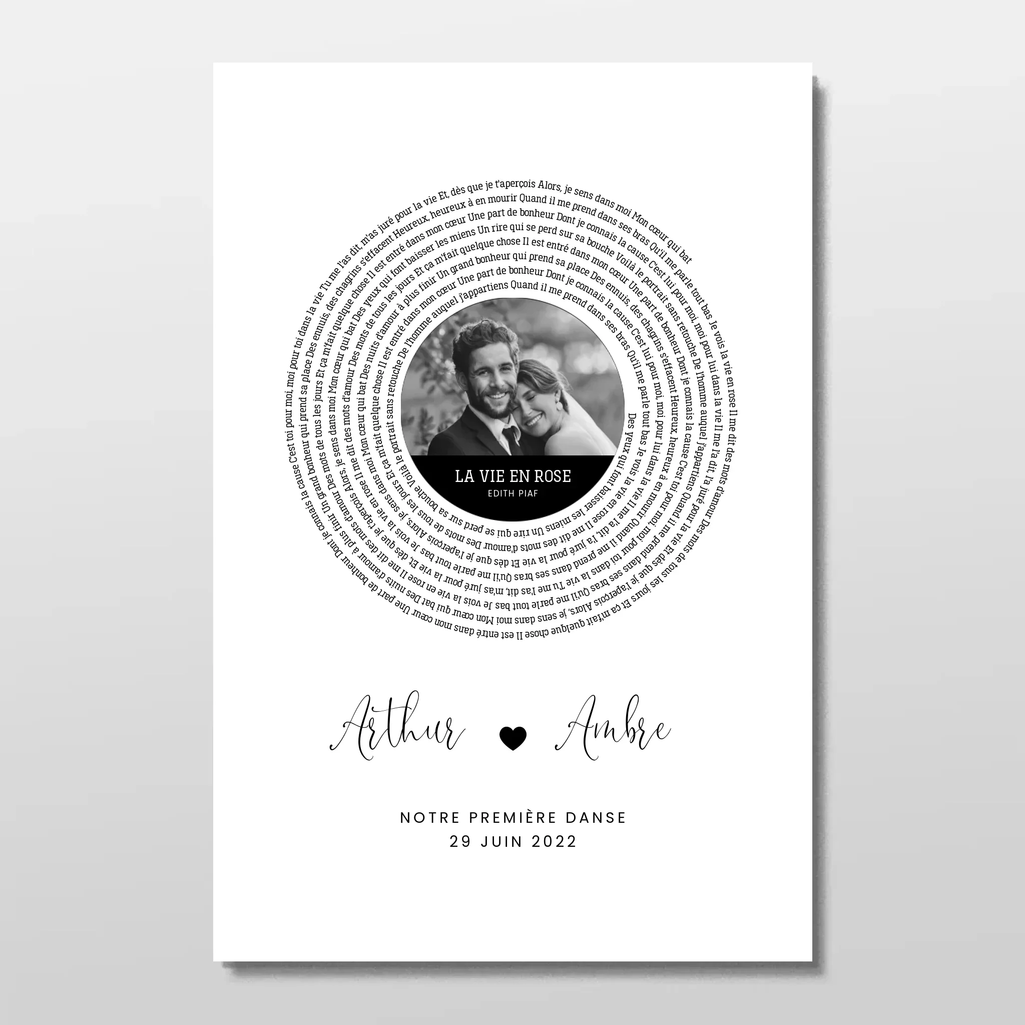 Poster personnalisé – Affiche personnalisée avec paroles de chanson