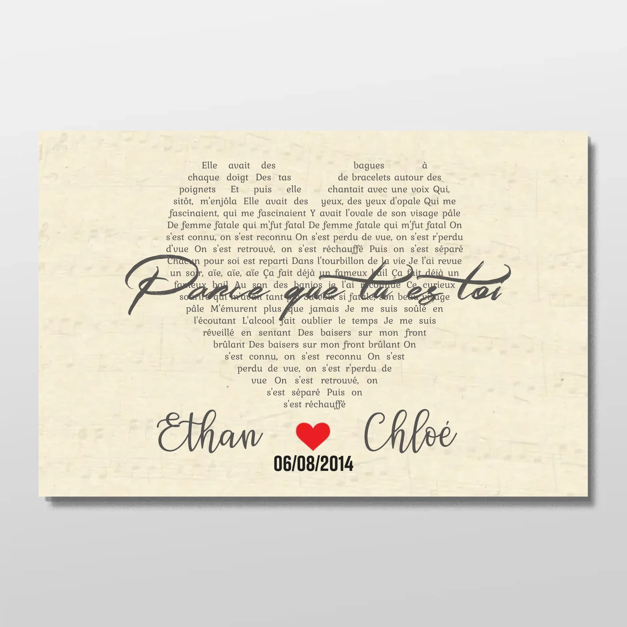 Poster personnalisé – Chanson personnalisée en forme de cœur