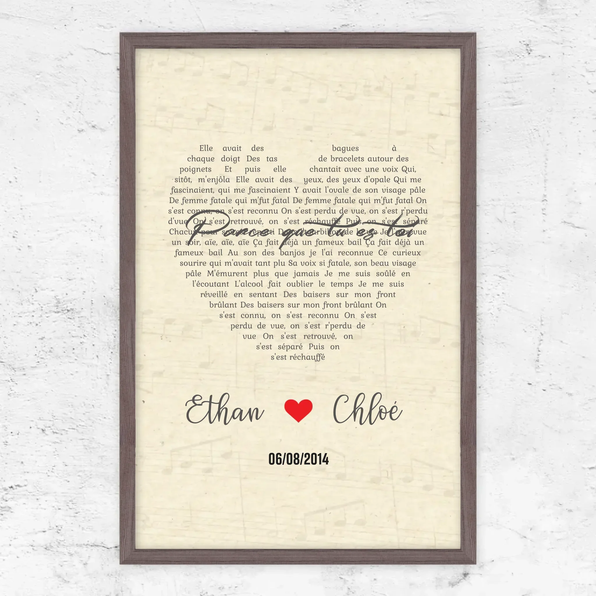 Poster personnalisé – Chanson personnalisée en forme de cœur-verticale - Image 10