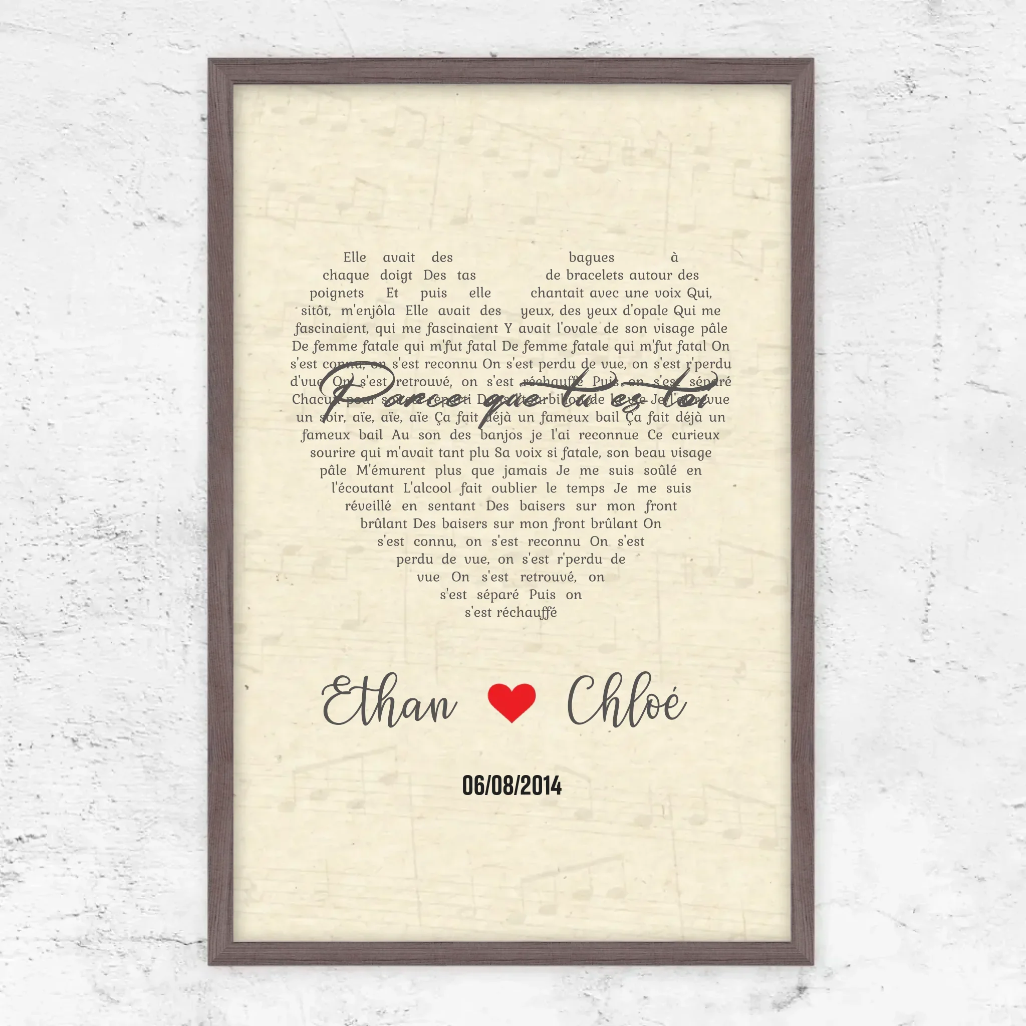 Poster personnalisé – Chanson personnalisée en forme de cœur-verticale - Image 11