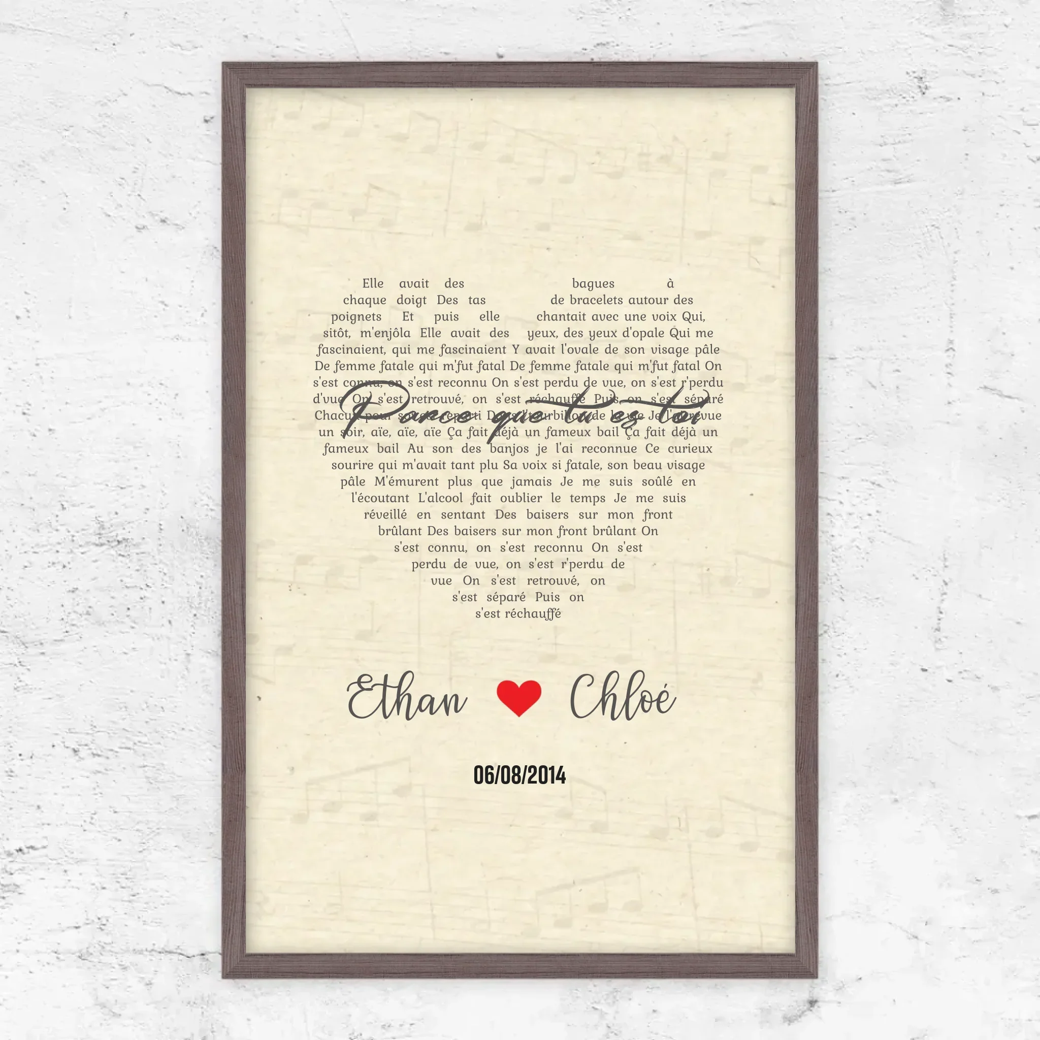 Poster personnalisé – Chanson personnalisée en forme de cœur-verticale - Image 12