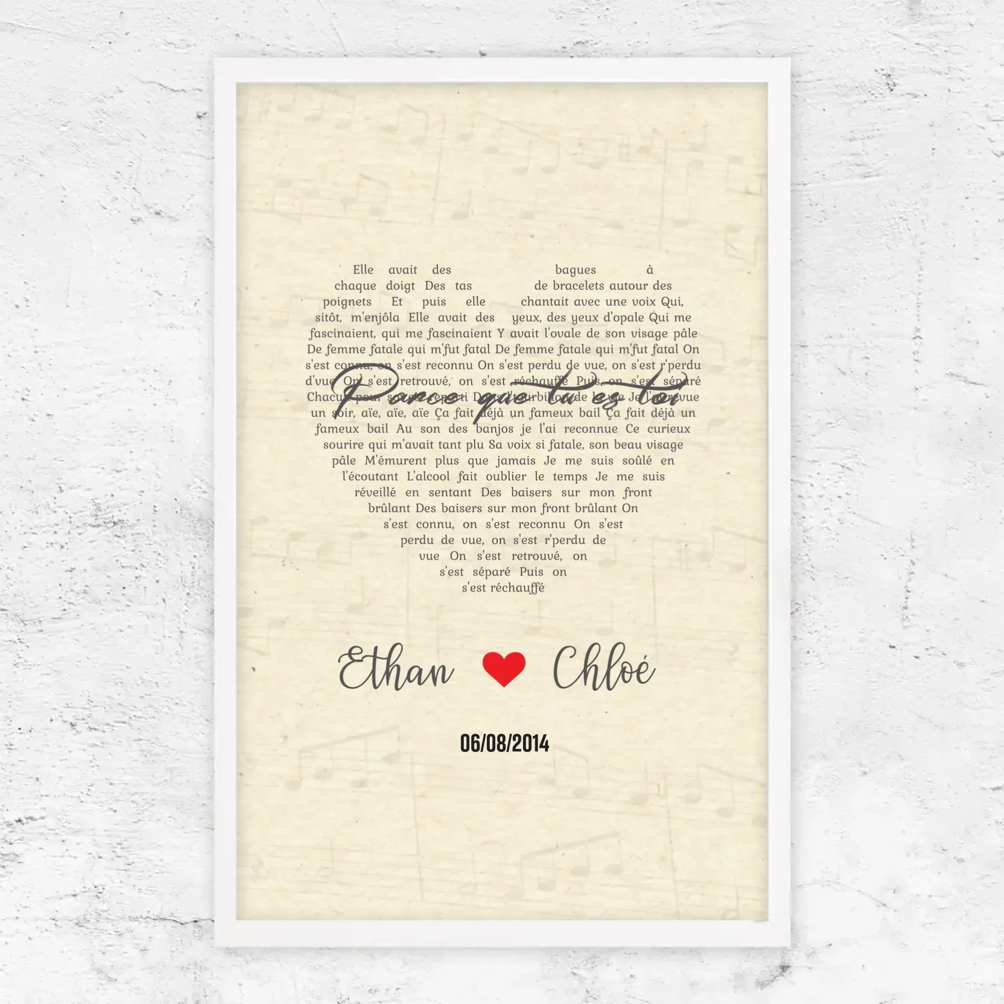 Poster personnalisé – Chanson personnalisée en forme de cœur-verticale - Image 13
