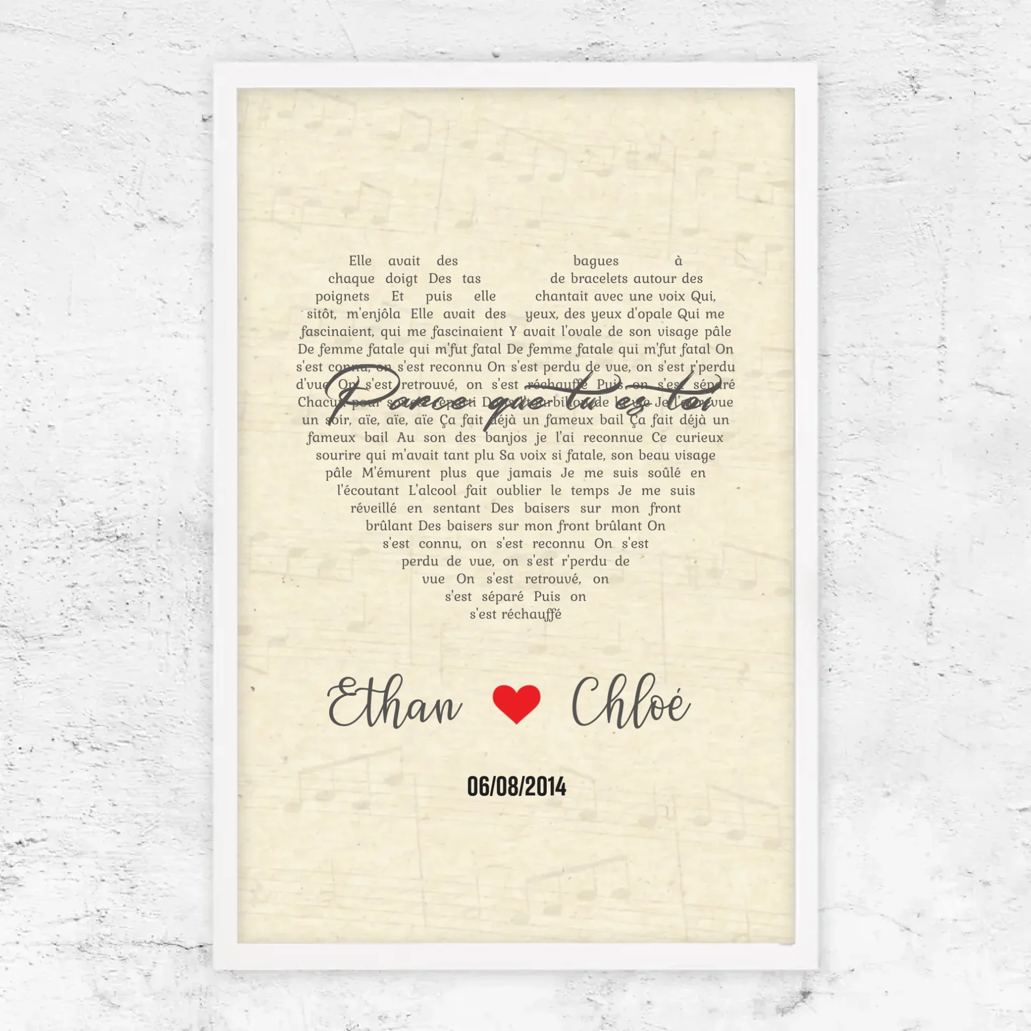 Poster personnalisé – Chanson personnalisée en forme de cœur-verticale - Image 14
