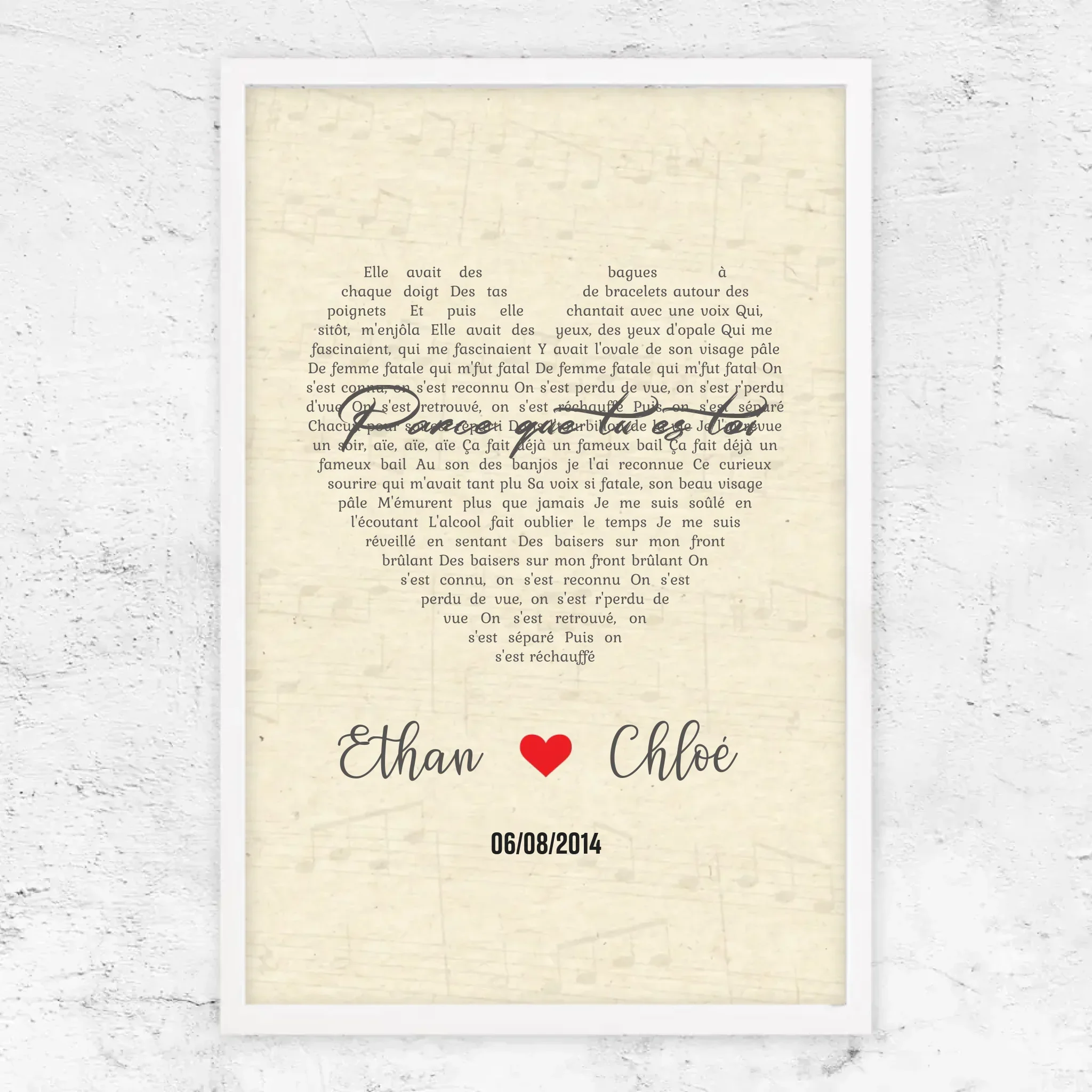 Poster personnalisé – Chanson personnalisée en forme de cœur-verticale - Image 15