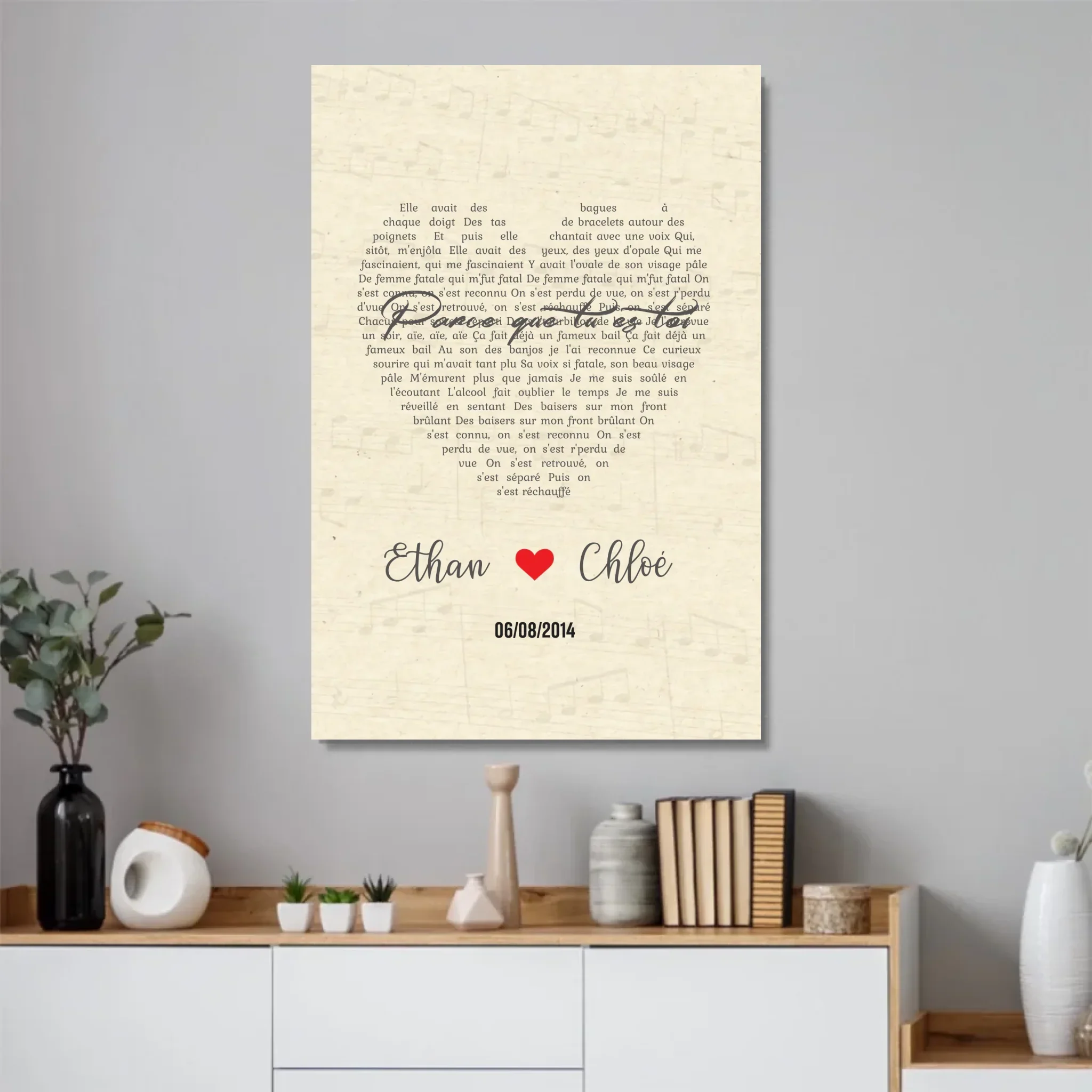 Poster personnalisé – Chanson personnalisée en forme de cœur-verticale - Image 2