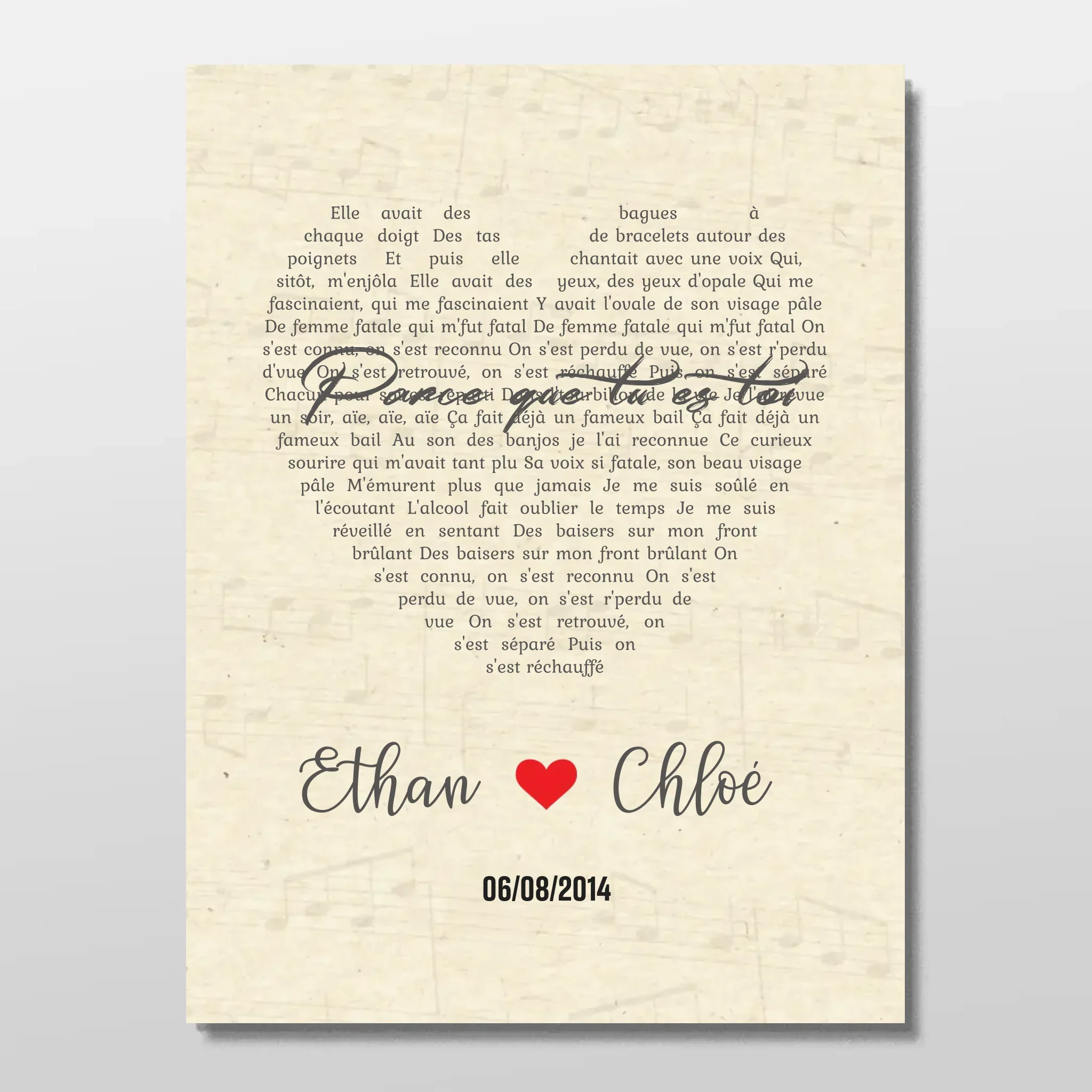 Poster personnalisé – Chanson personnalisée en forme de cœur-verticale - Image 3