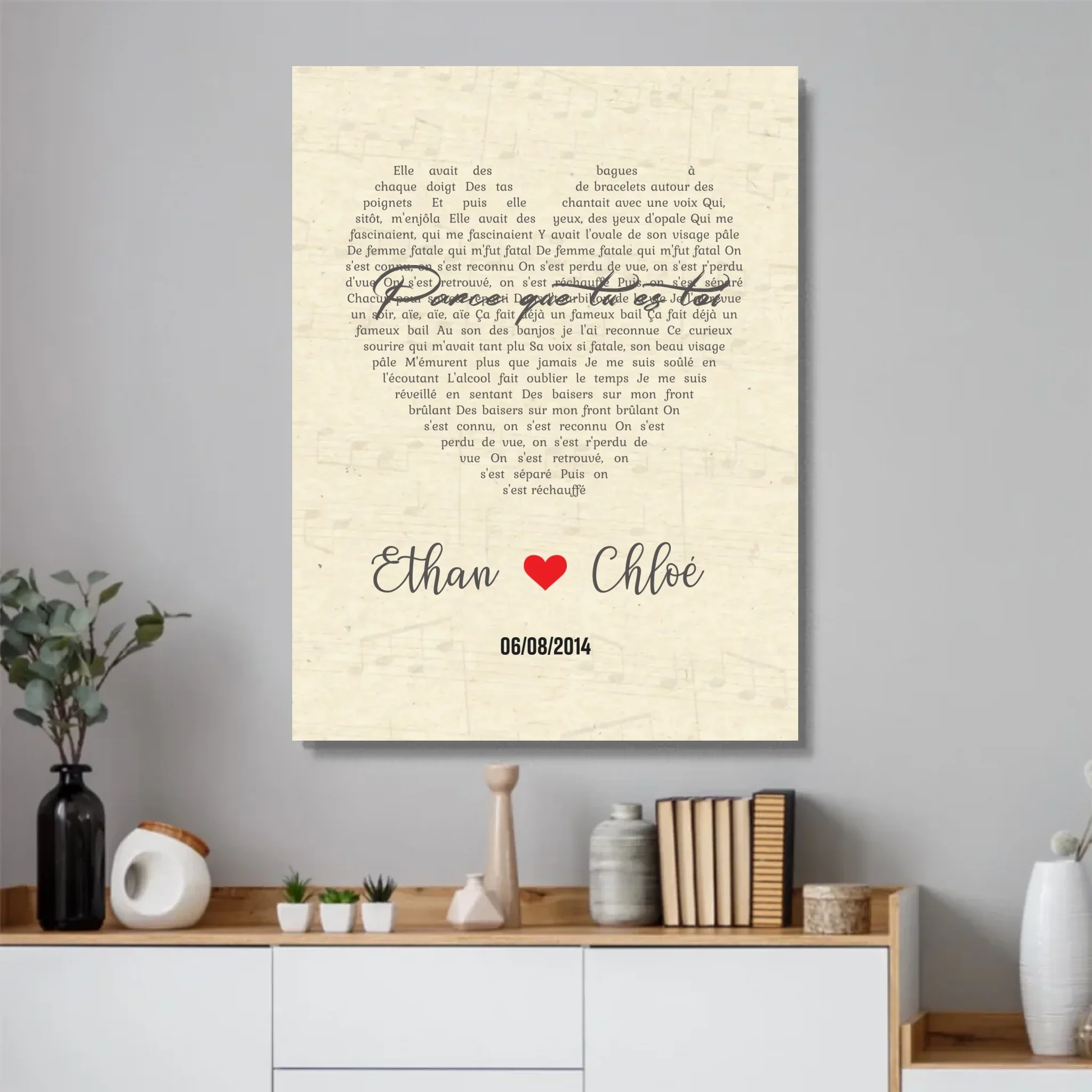 Poster personnalisé – Chanson personnalisée en forme de cœur-verticale - Image 4