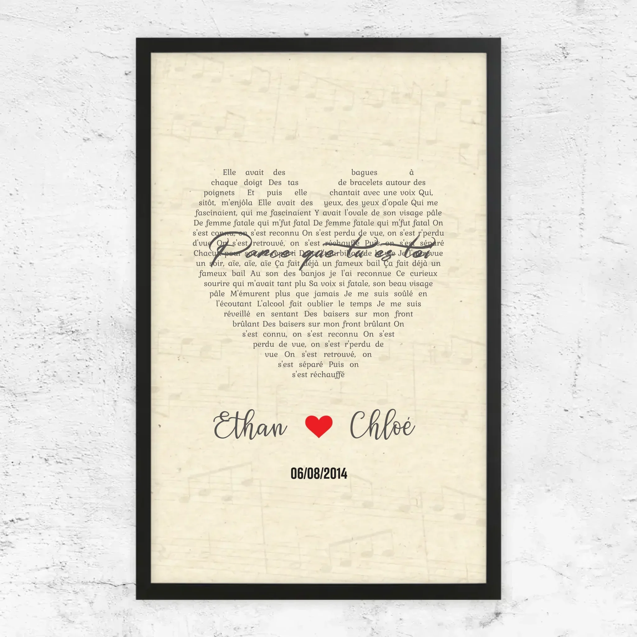 Poster personnalisé – Chanson personnalisée en forme de cœur-verticale - Image 5