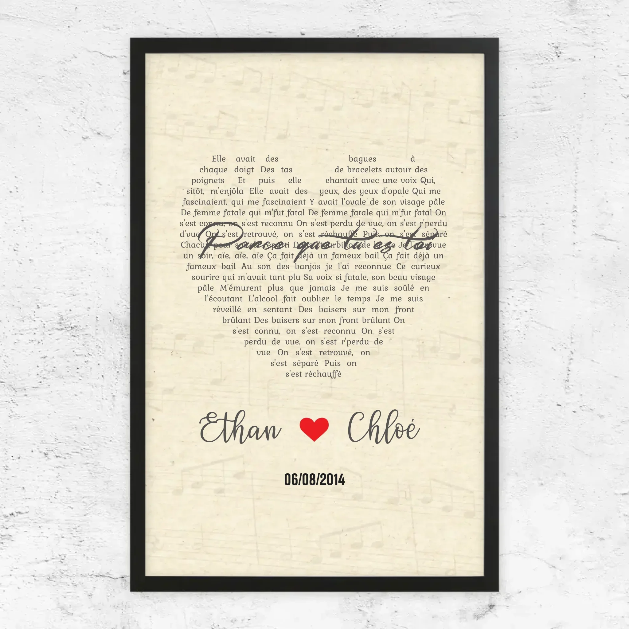 Poster personnalisé – Chanson personnalisée en forme de cœur-verticale - Image 6