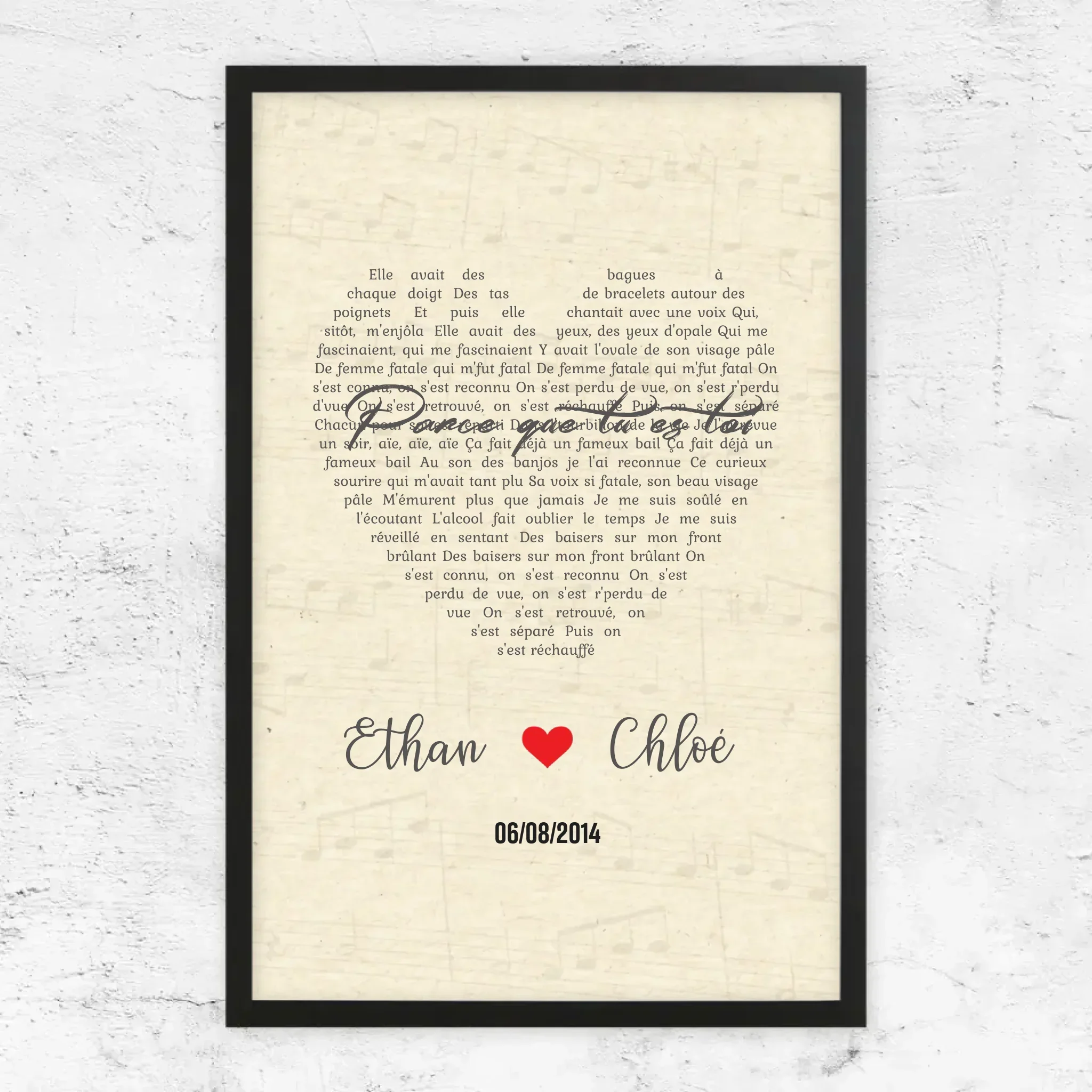 Poster personnalisé – Chanson personnalisée en forme de cœur-verticale - Image 7