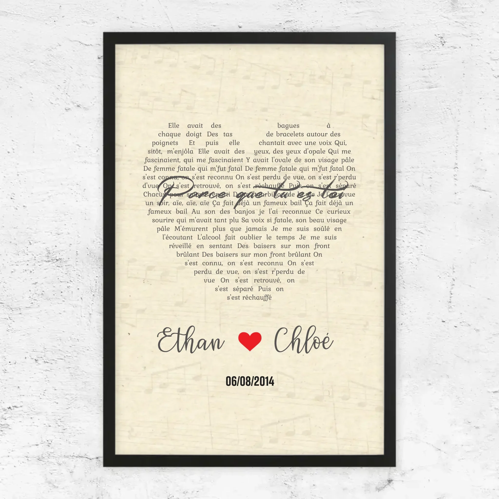 Poster personnalisé – Chanson personnalisée en forme de cœur-verticale - Image 8