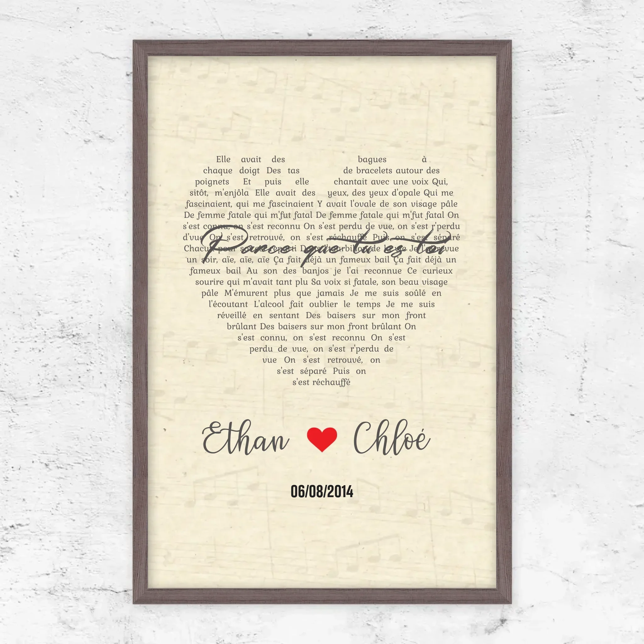 Poster personnalisé – Chanson personnalisée en forme de cœur-verticale - Image 9