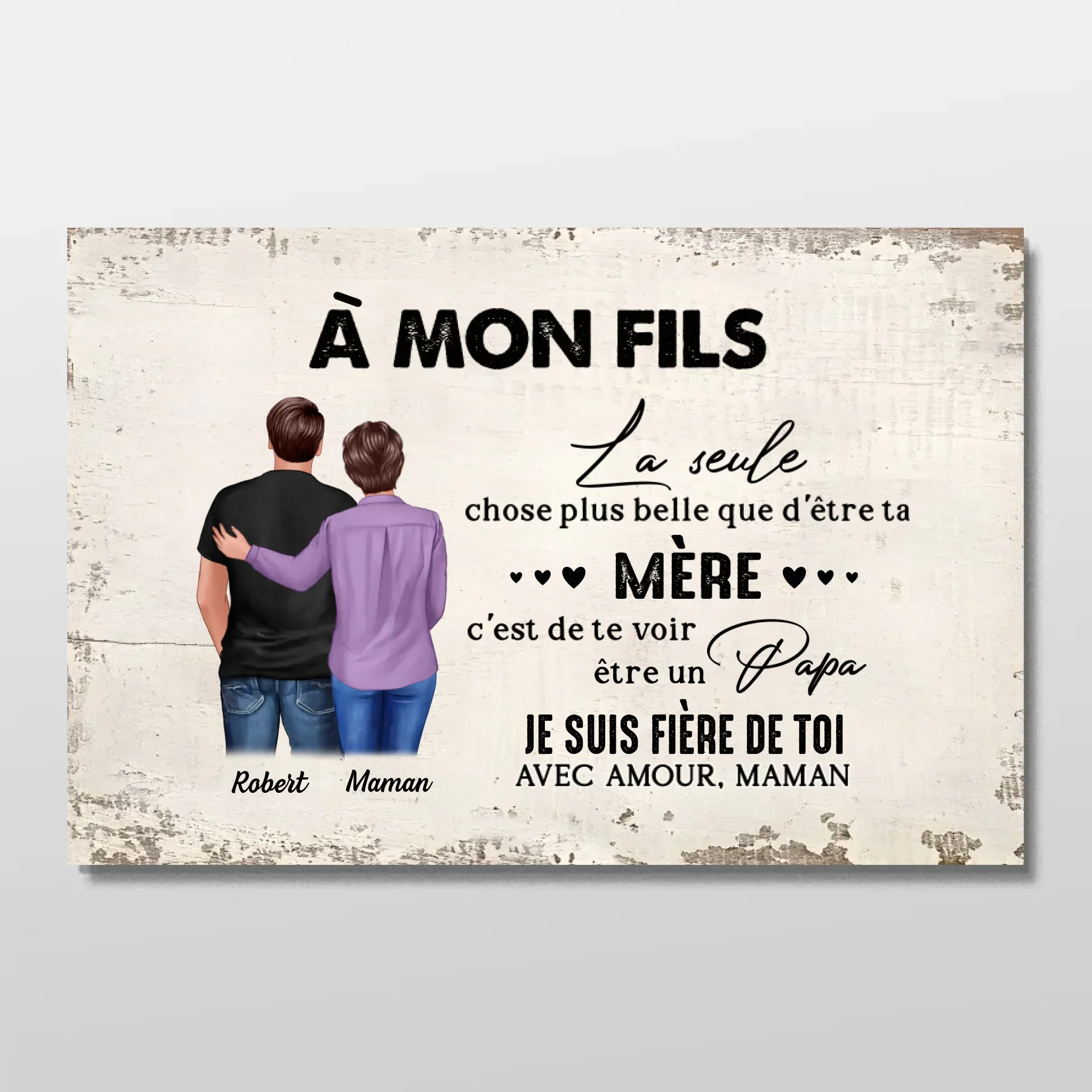 Poster personnalisé "De mère en fils - cadeau pour la fête des pères"