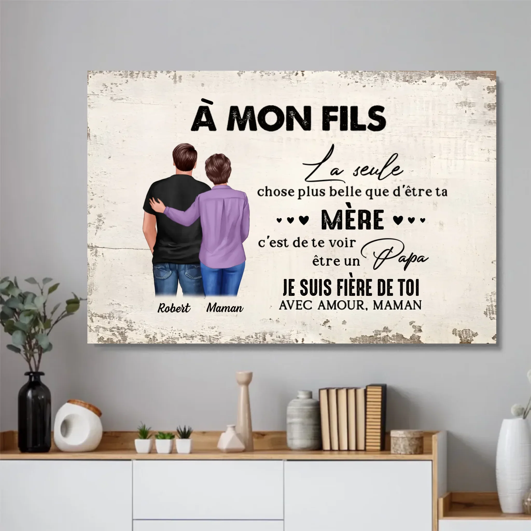 Poster personnalisé "De mère en fils - cadeau pour la fête des pères" - Image 2