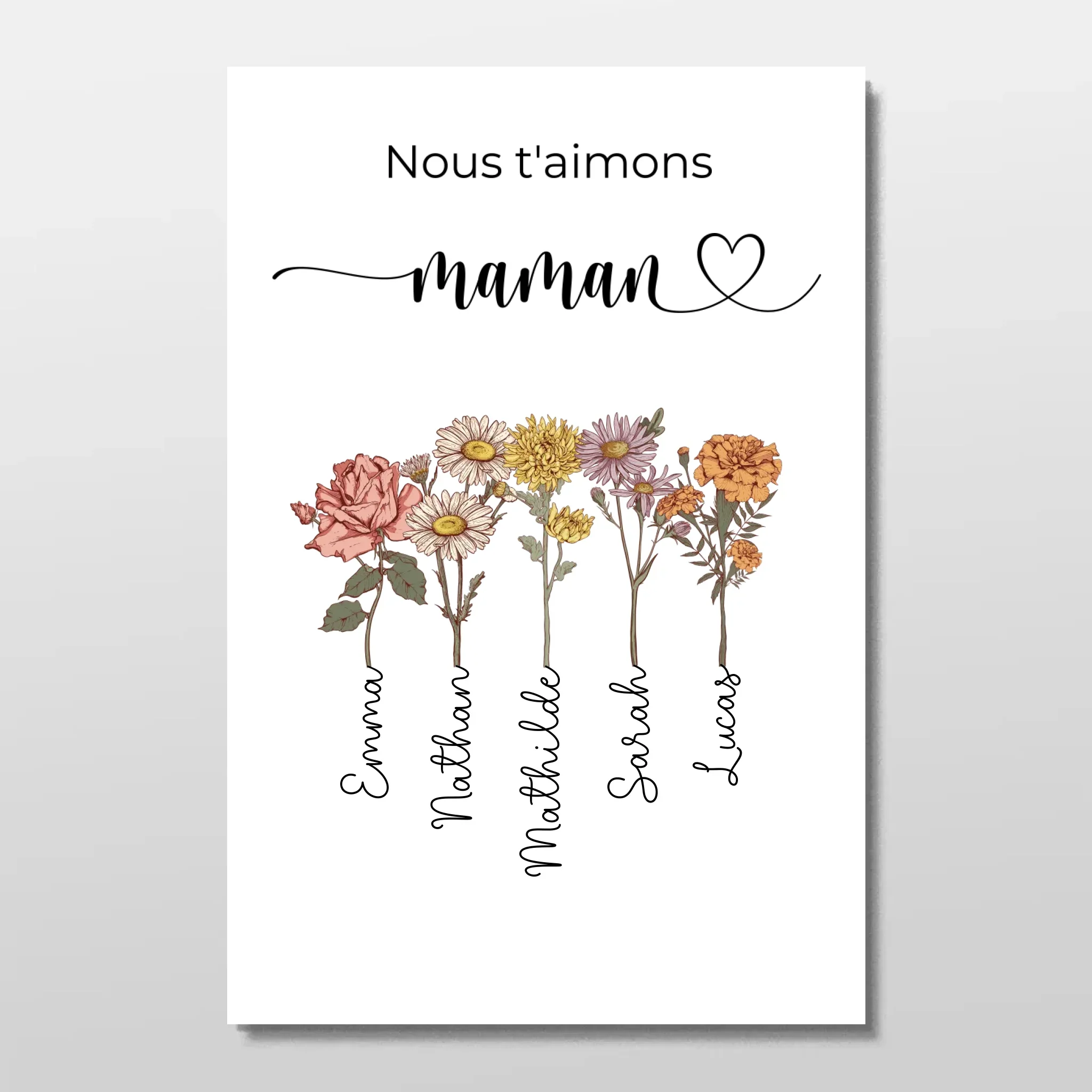 Poster personnalisé "Des fleurs pour maman - Nous t'aimons"