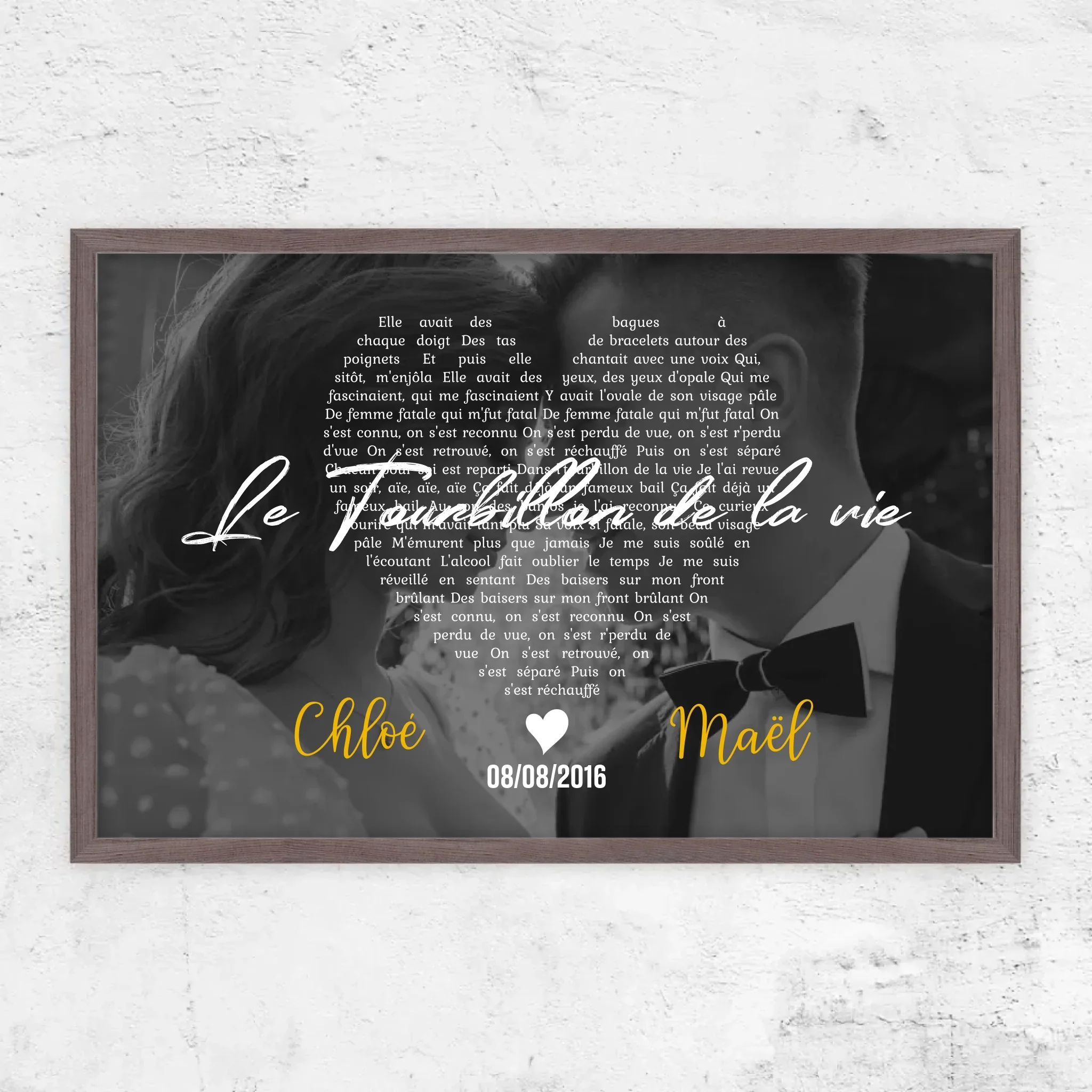 Poster personnalisé – Paroles de chanson en noir et blanc en forme de cœur - Image 10