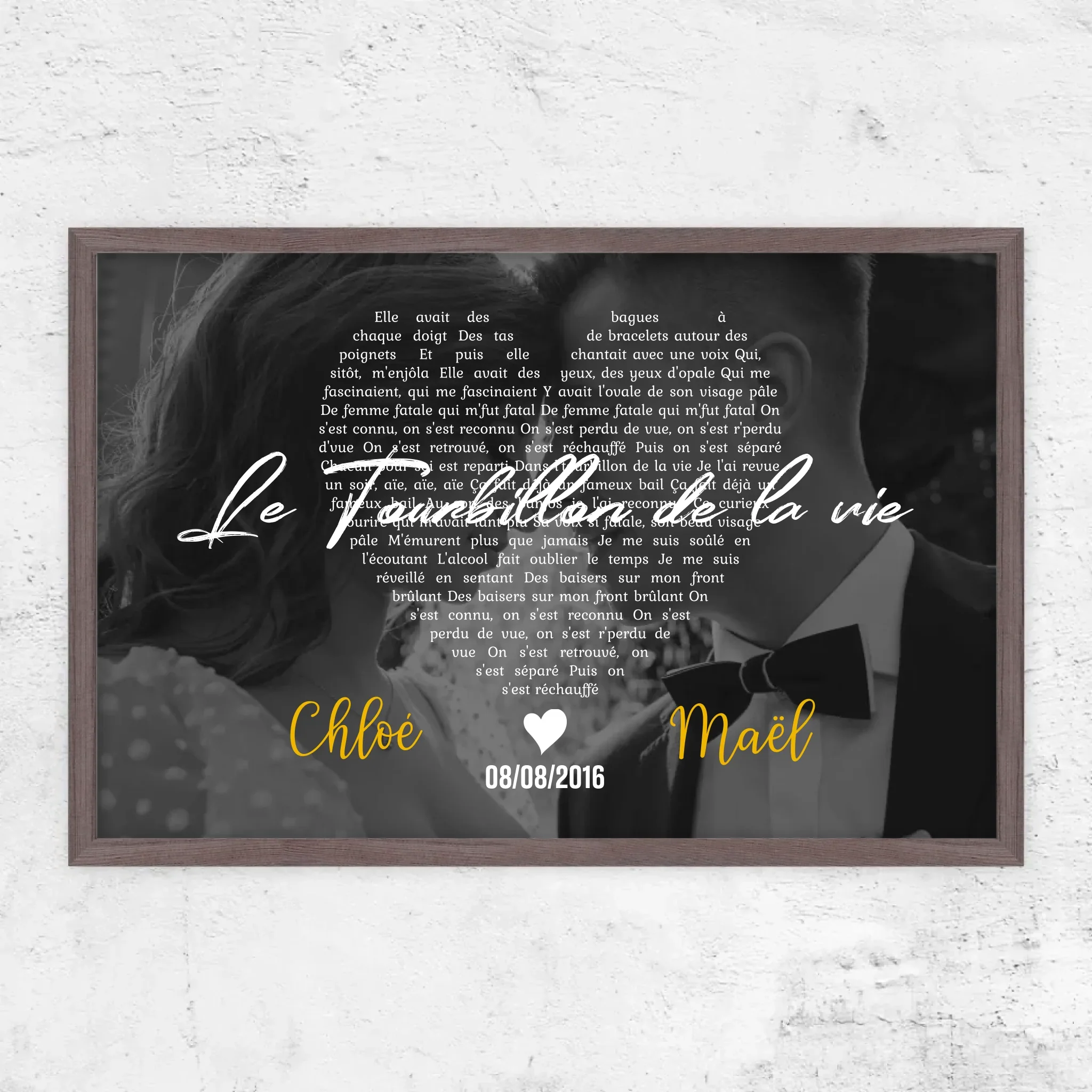 Poster personnalisé – Paroles de chanson en noir et blanc en forme de cœur - Image 11