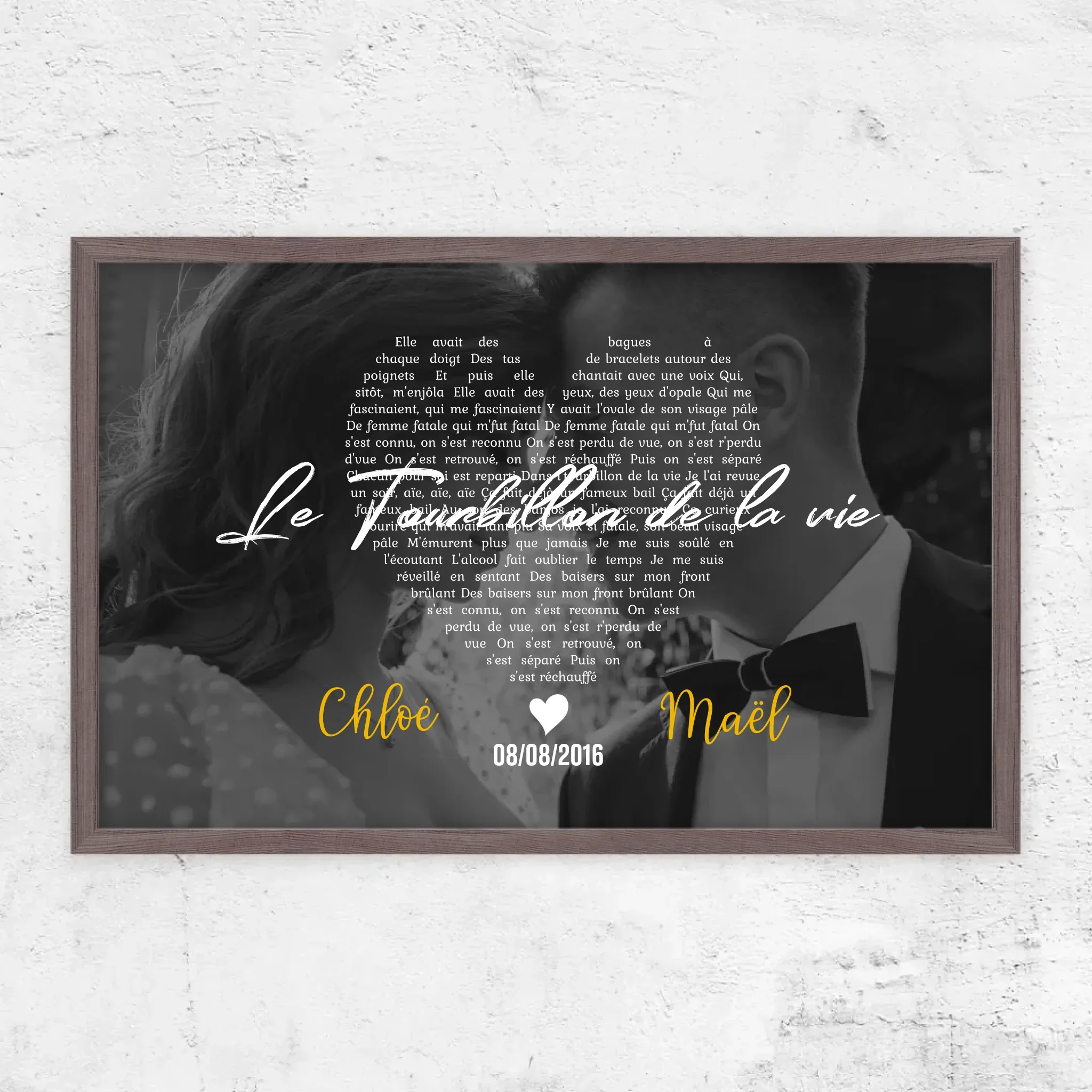 Poster personnalisé – Paroles de chanson en noir et blanc en forme de cœur - Image 12
