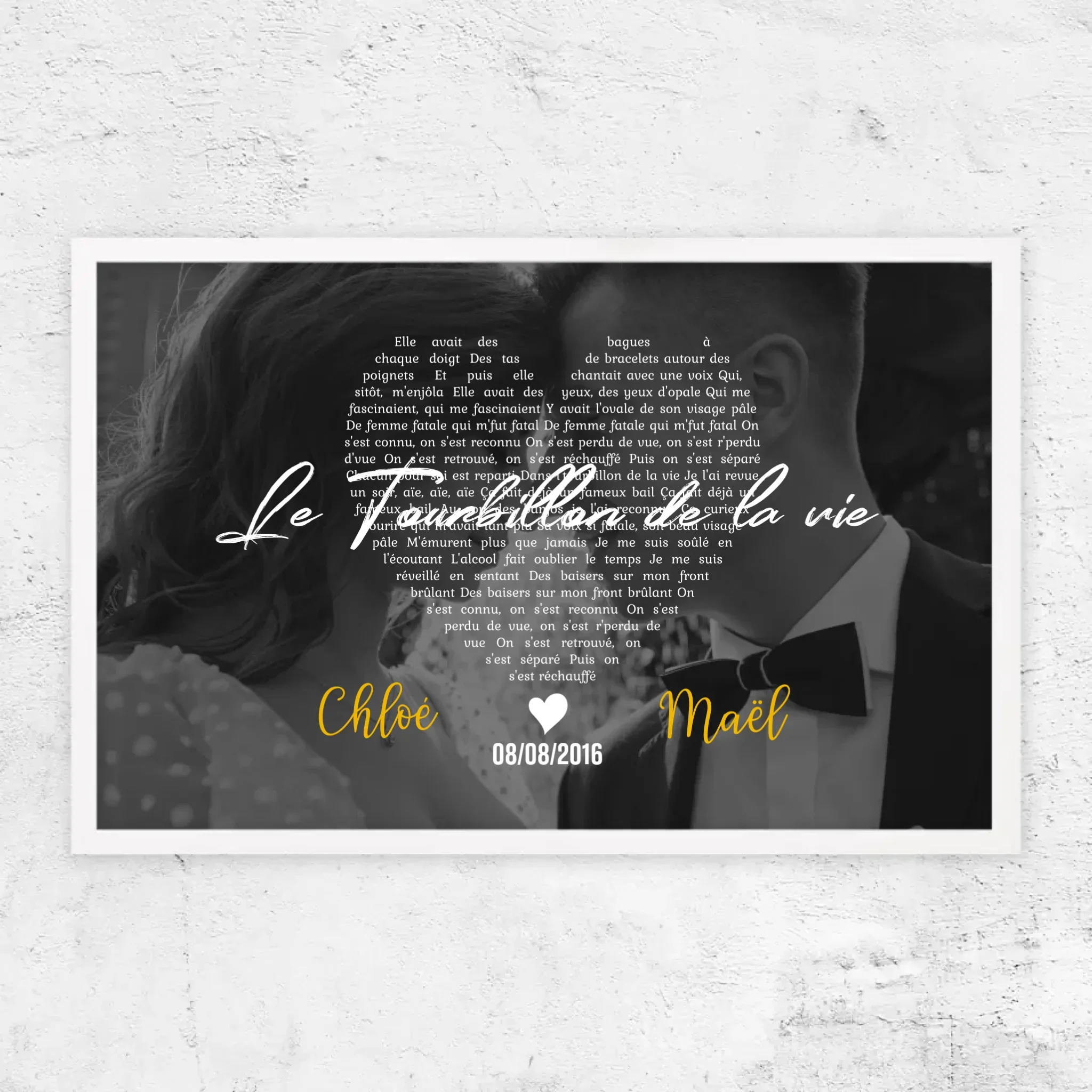 Poster personnalisé – Paroles de chanson en noir et blanc en forme de cœur - Image 13