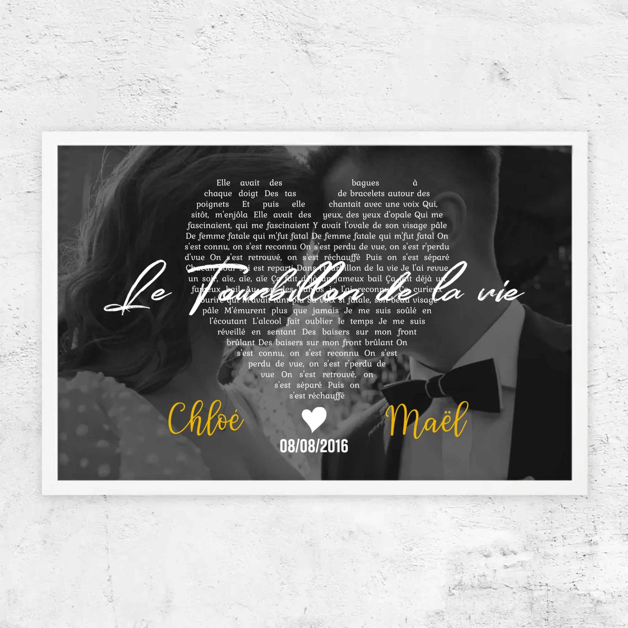 Poster personnalisé – Paroles de chanson en noir et blanc en forme de cœur - Image 14