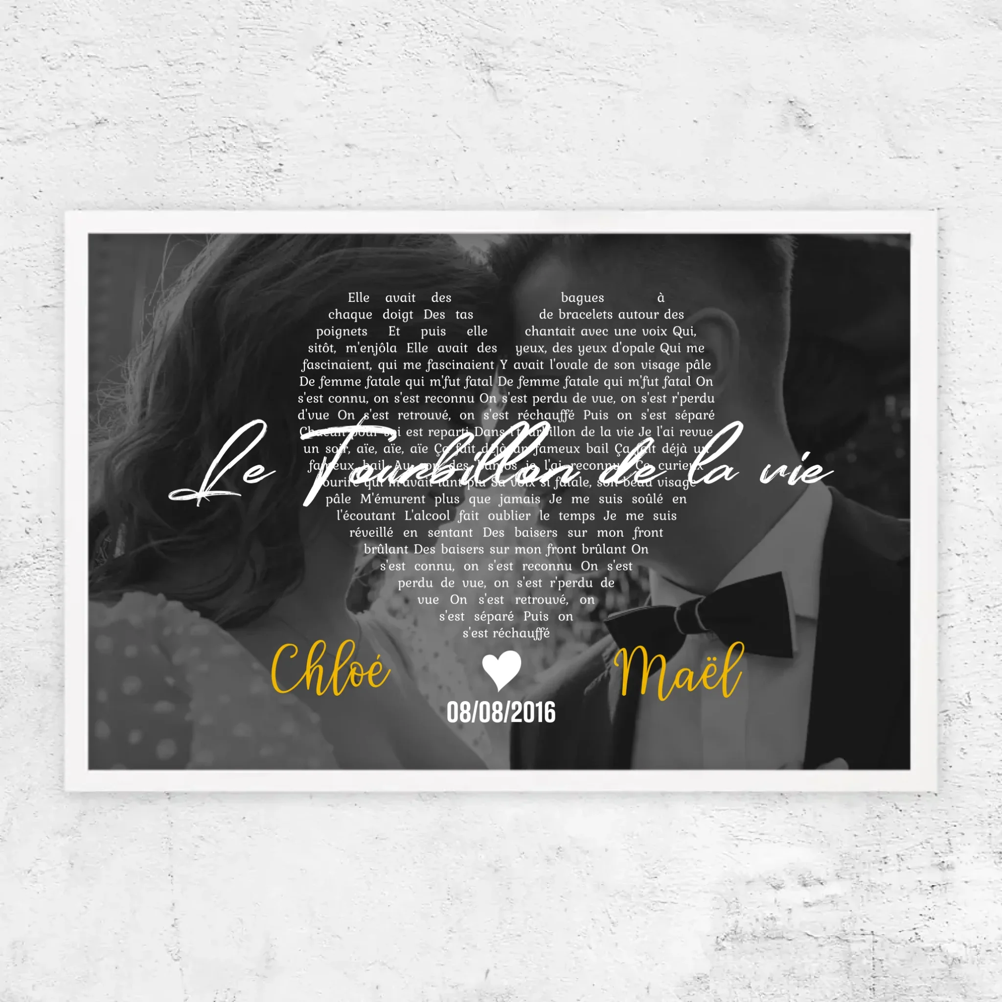 Poster personnalisé – Paroles de chanson en noir et blanc en forme de cœur - Image 15