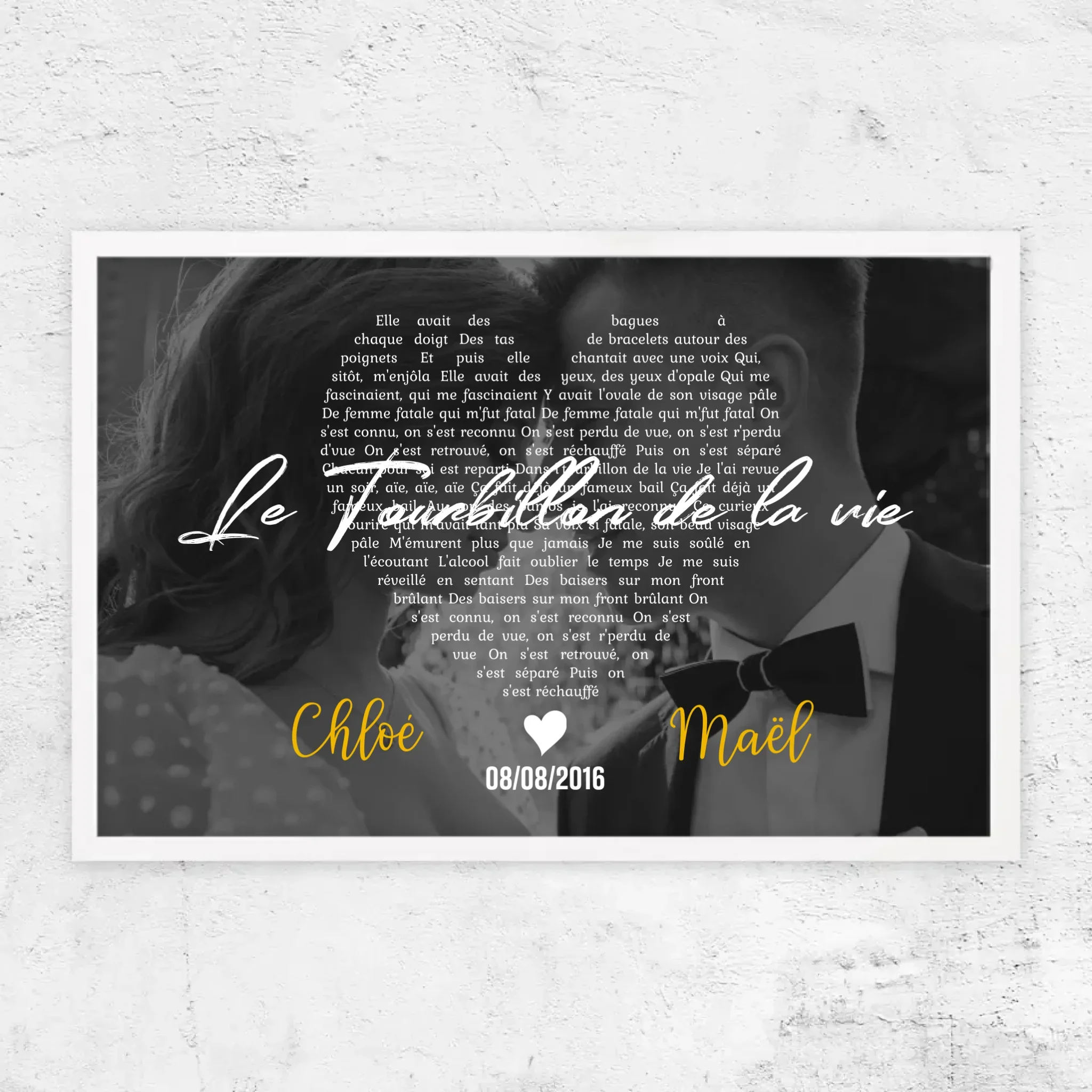 Poster personnalisé – Paroles de chanson en noir et blanc en forme de cœur - Image 16