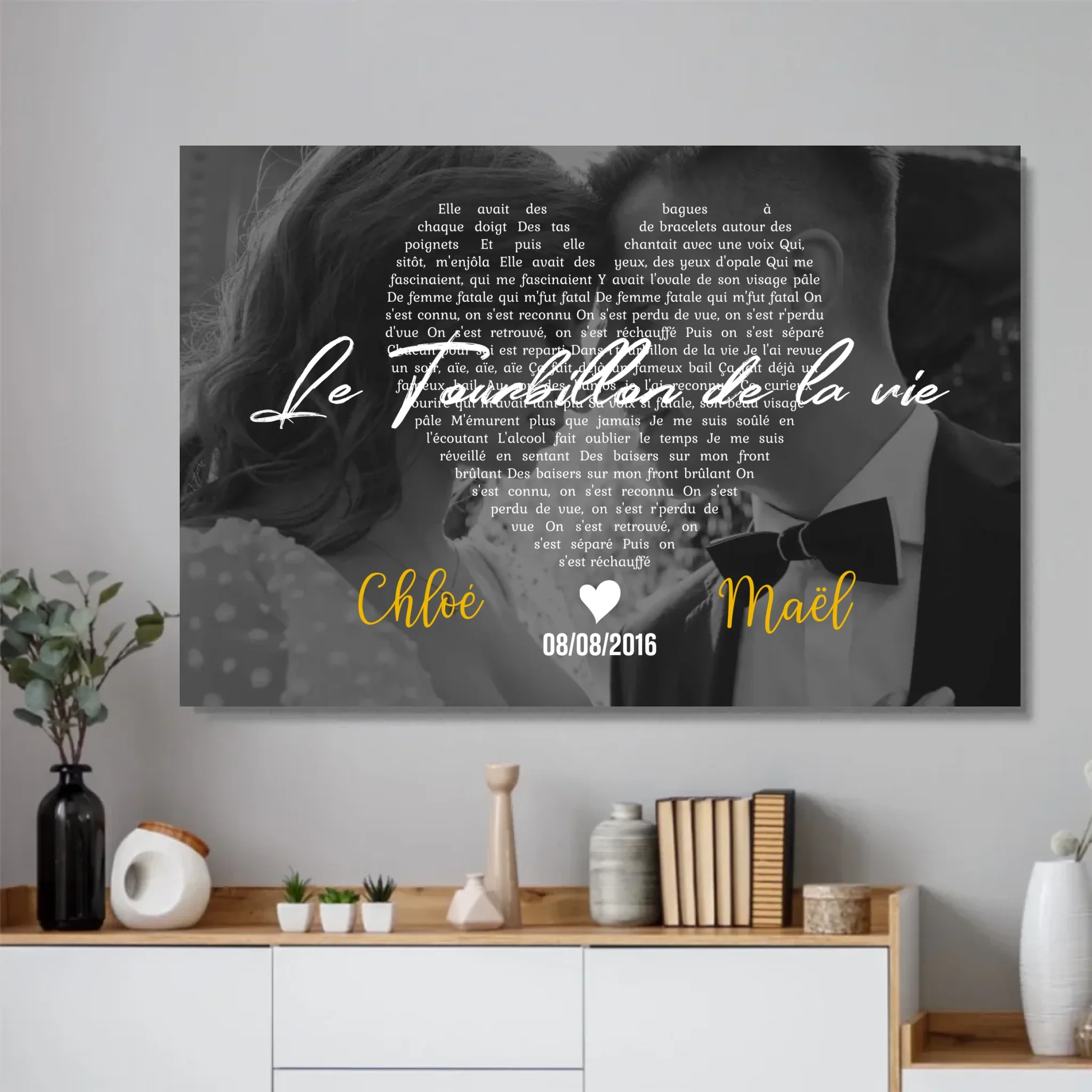 Poster personnalisé – Paroles de chanson en noir et blanc en forme de cœur - Image 2