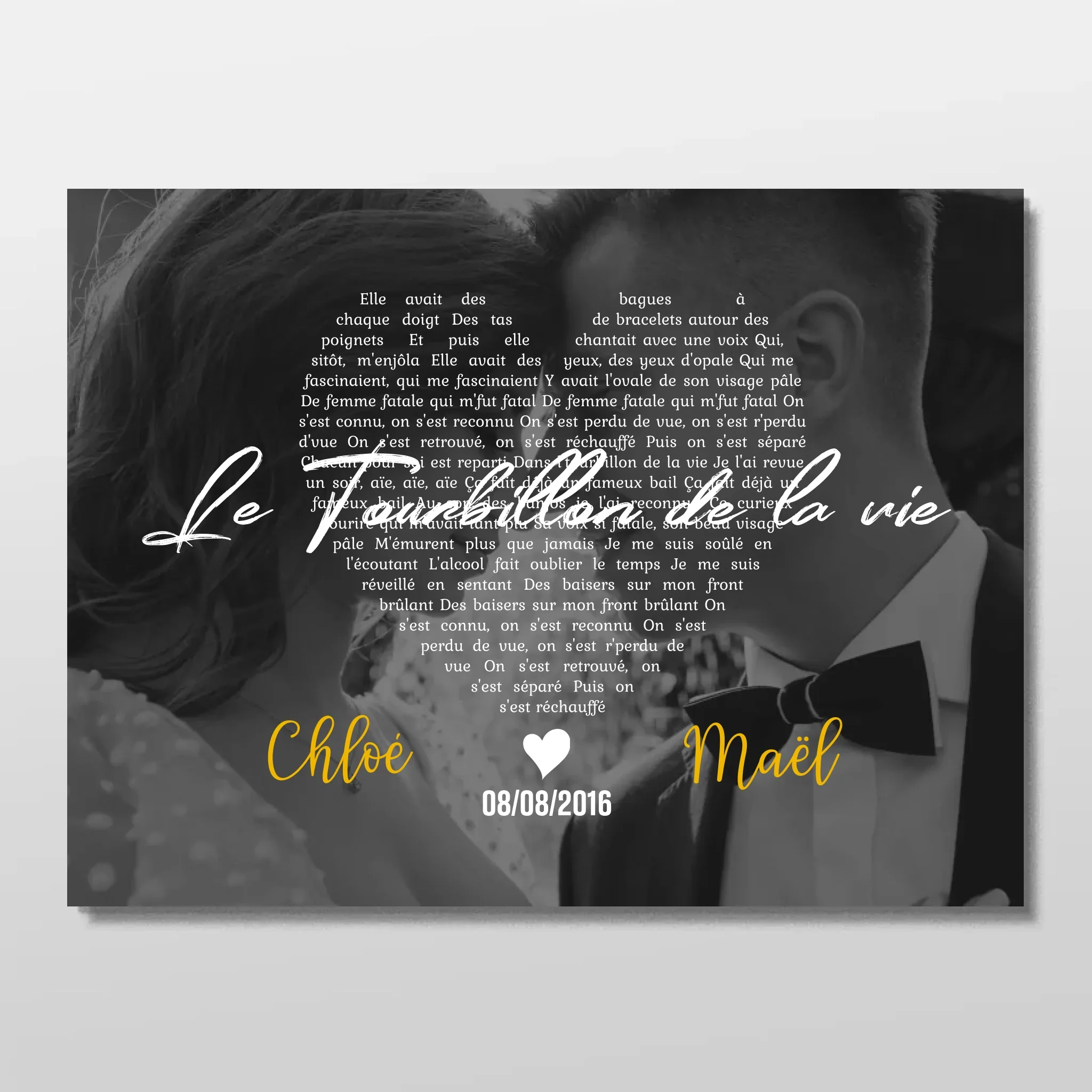 Poster personnalisé – Paroles de chanson en noir et blanc en forme de cœur - Image 3