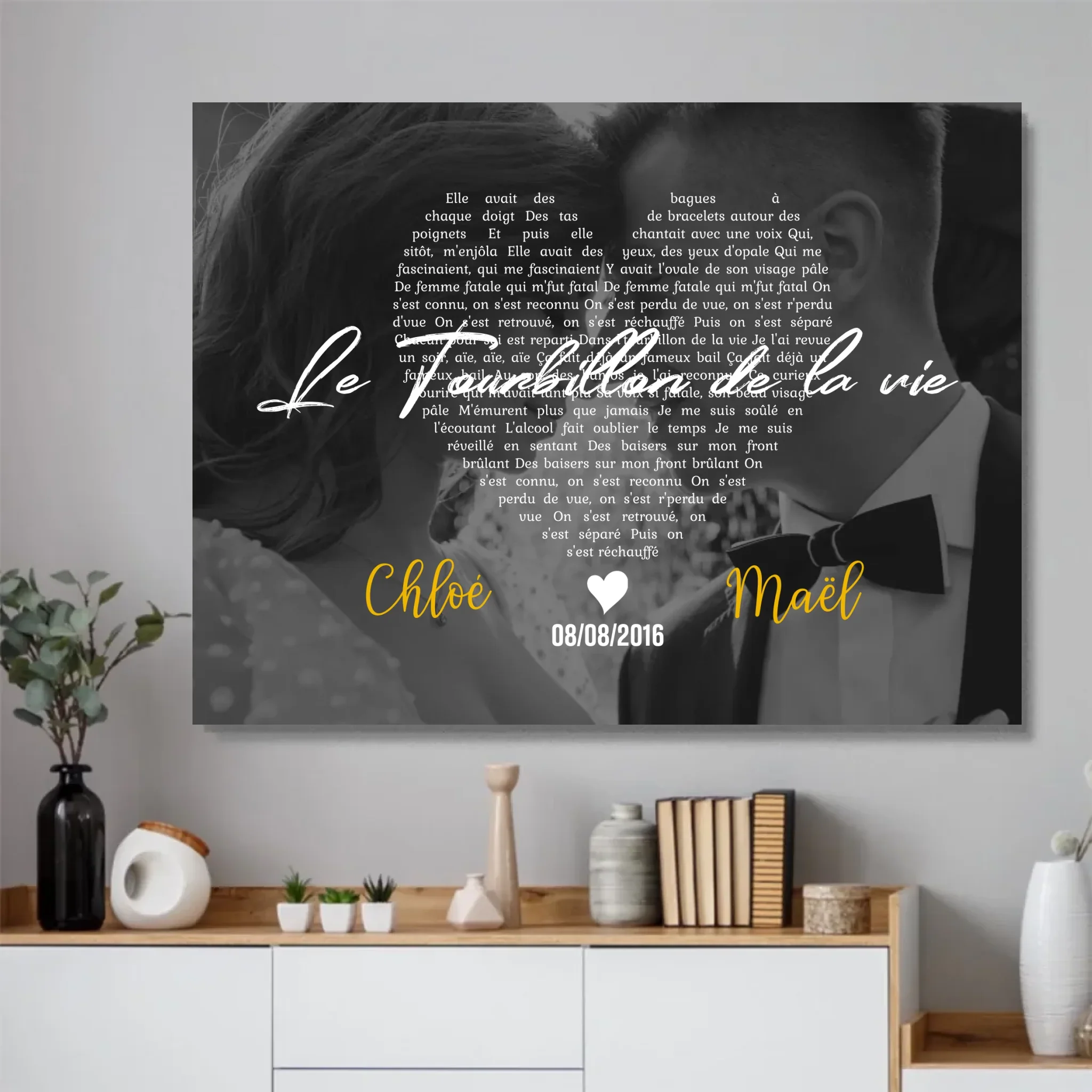 Poster personnalisé – Paroles de chanson en noir et blanc en forme de cœur - Image 4