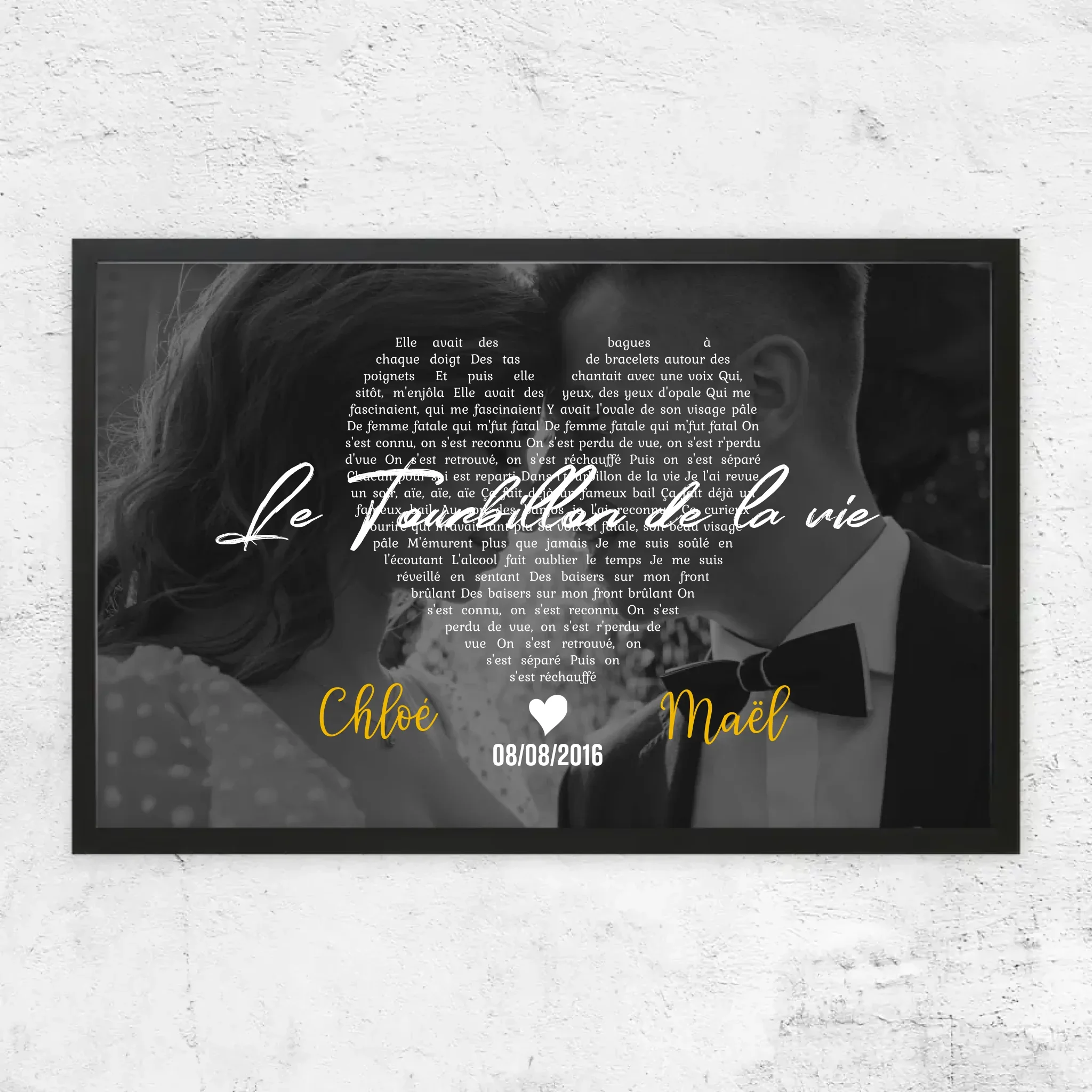 Poster personnalisé – Paroles de chanson en noir et blanc en forme de cœur - Image 5