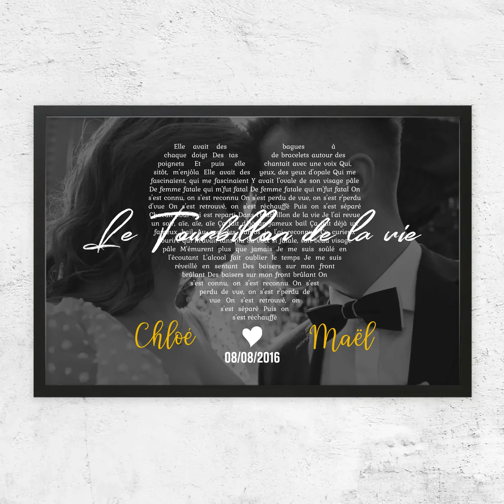 Poster personnalisé – Paroles de chanson en noir et blanc en forme de cœur - Image 6