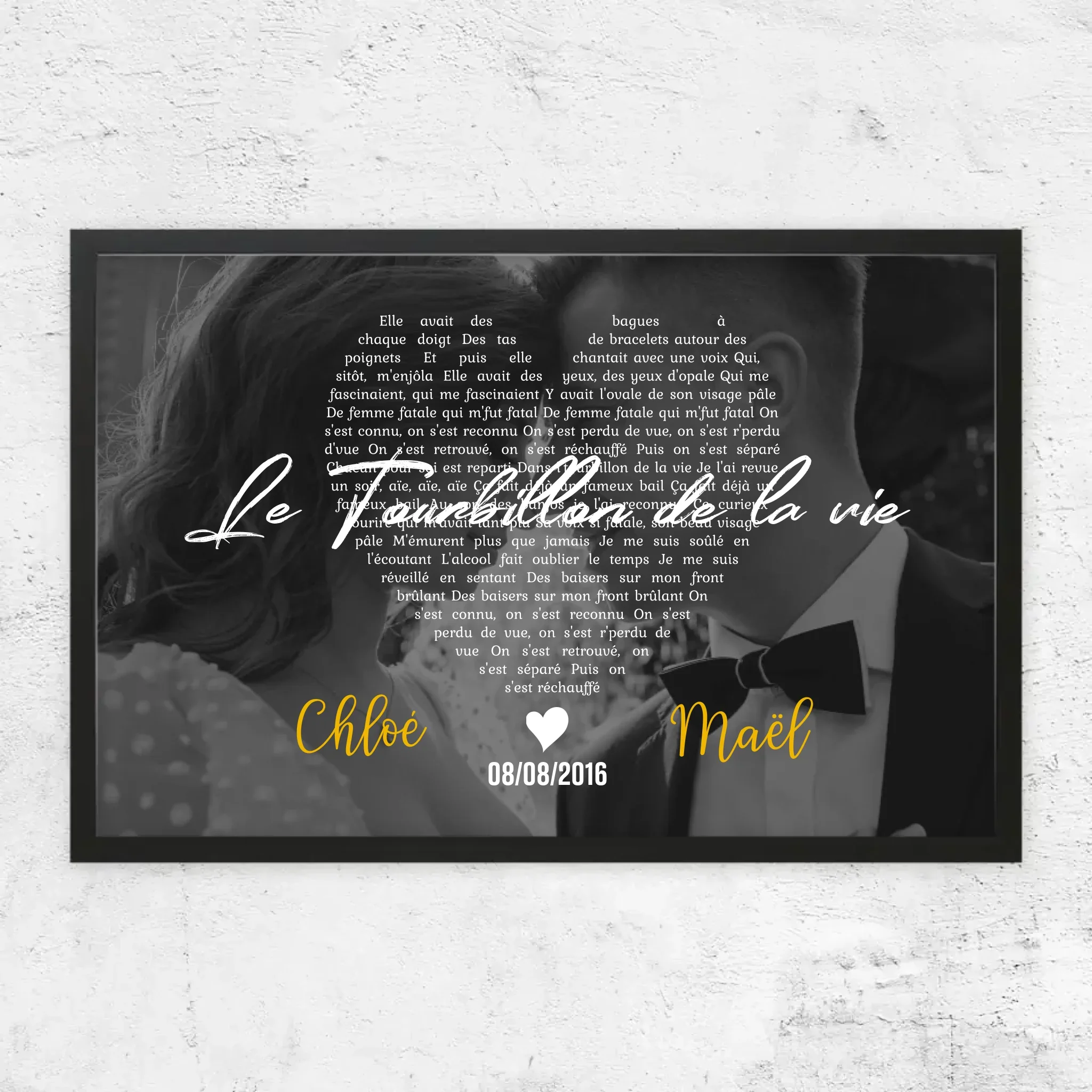 Poster personnalisé – Paroles de chanson en noir et blanc en forme de cœur - Image 7