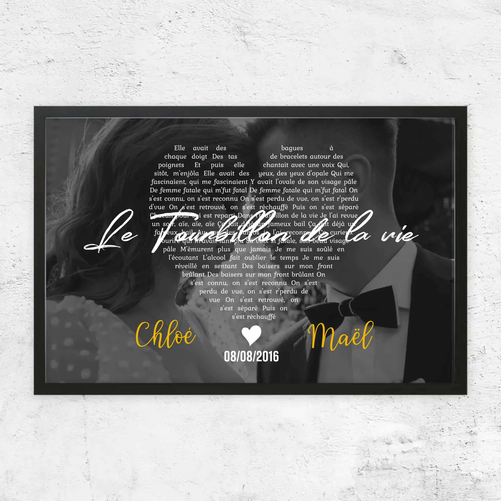 Poster personnalisé – Paroles de chanson en noir et blanc en forme de cœur - Image 8