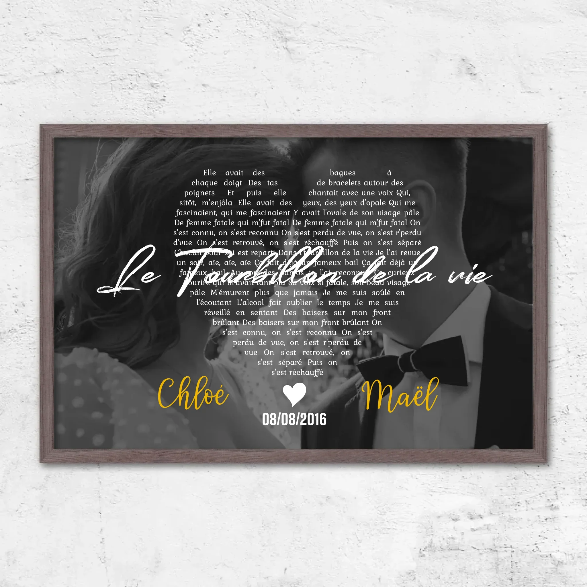 Poster personnalisé – Paroles de chanson en noir et blanc en forme de cœur - Image 9