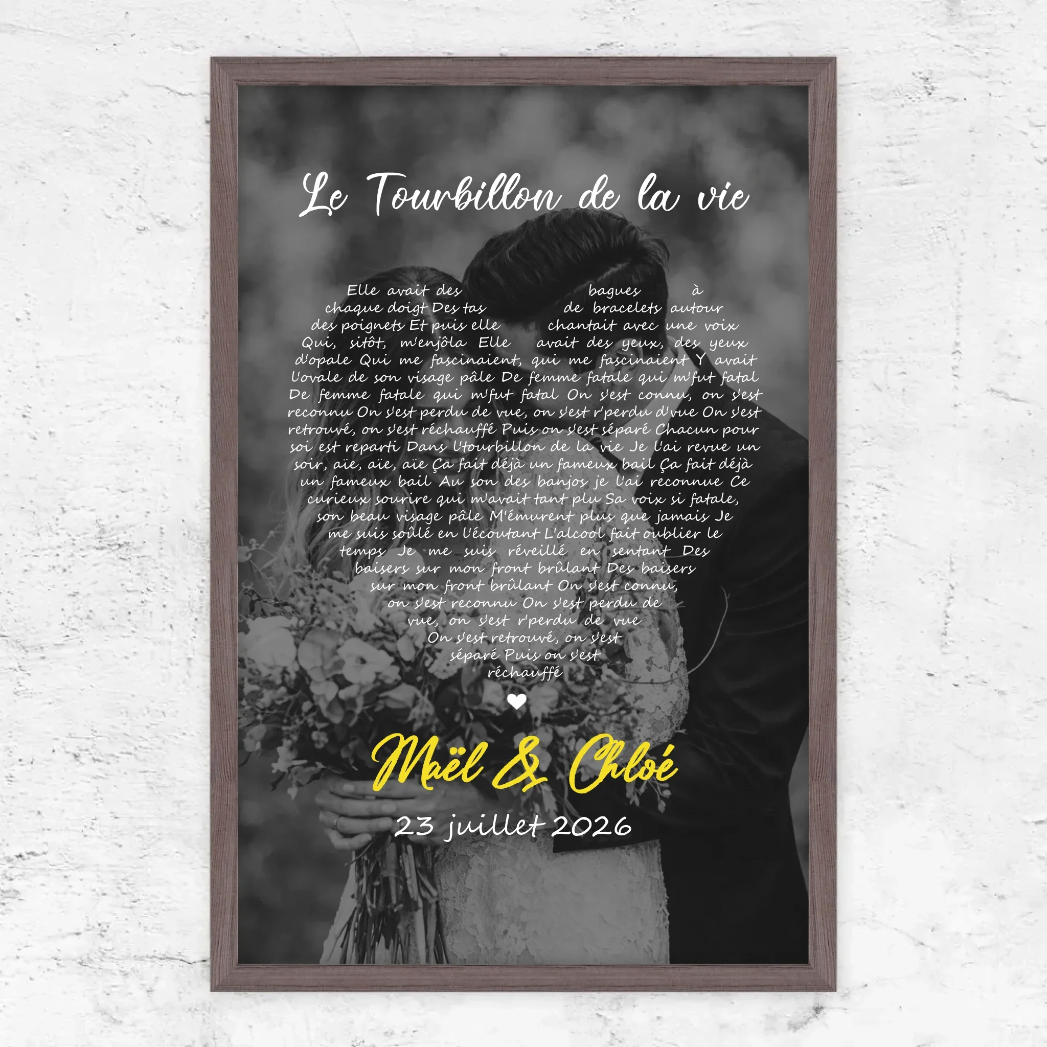 Poster personnalisé – Paroles de chanson en noir et blanc en forme de cœur-Vertical - Image 10
