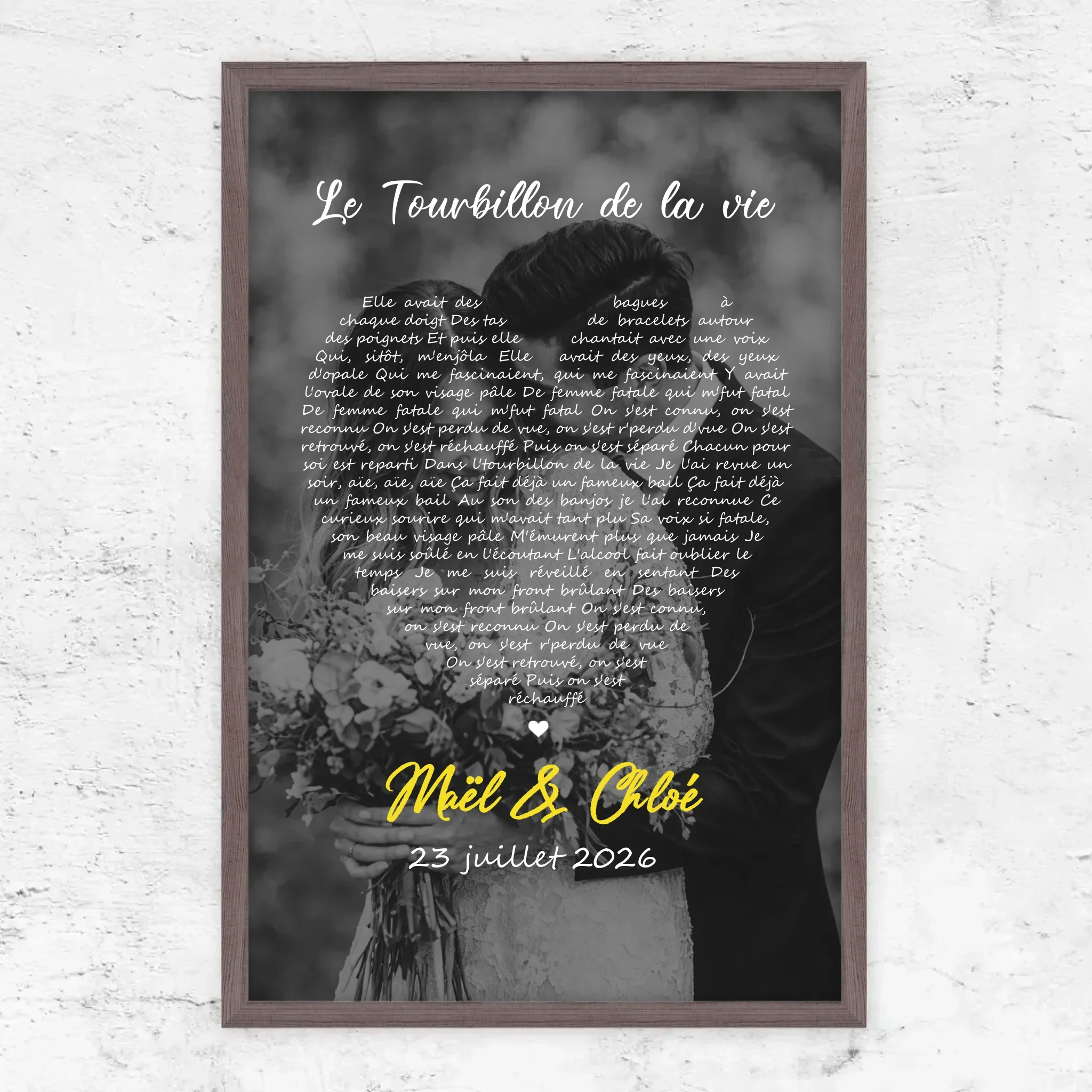 Poster personnalisé – Paroles de chanson en noir et blanc en forme de cœur-Vertical - Image 11