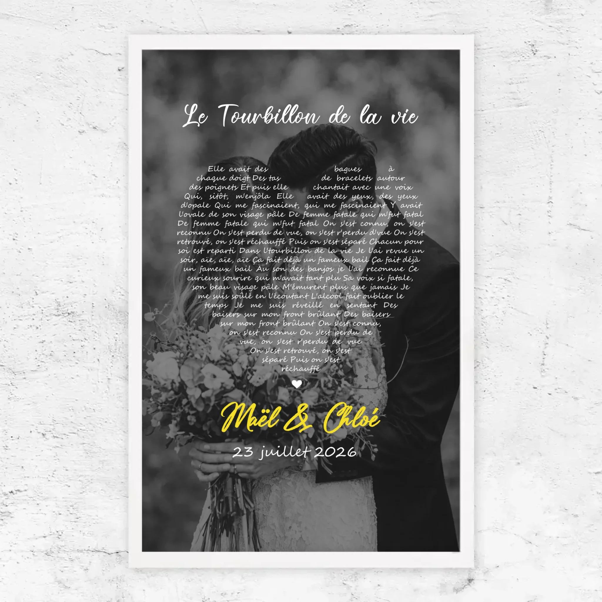Poster personnalisé – Paroles de chanson en noir et blanc en forme de cœur-Vertical - Image 13