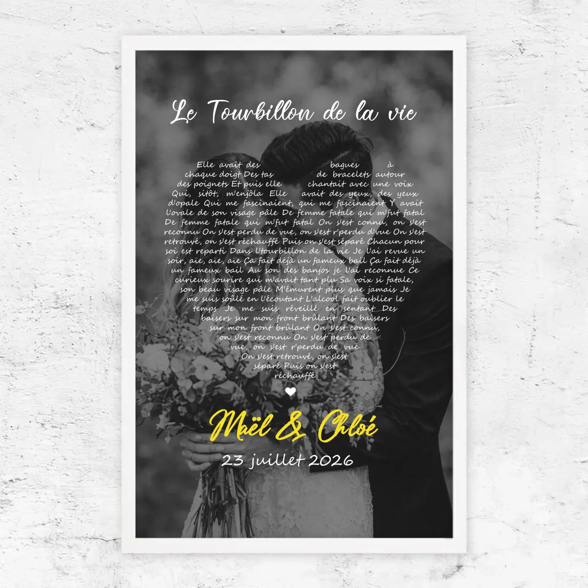 Poster personnalisé – Paroles de chanson en noir et blanc en forme de cœur-Vertical - Image 14