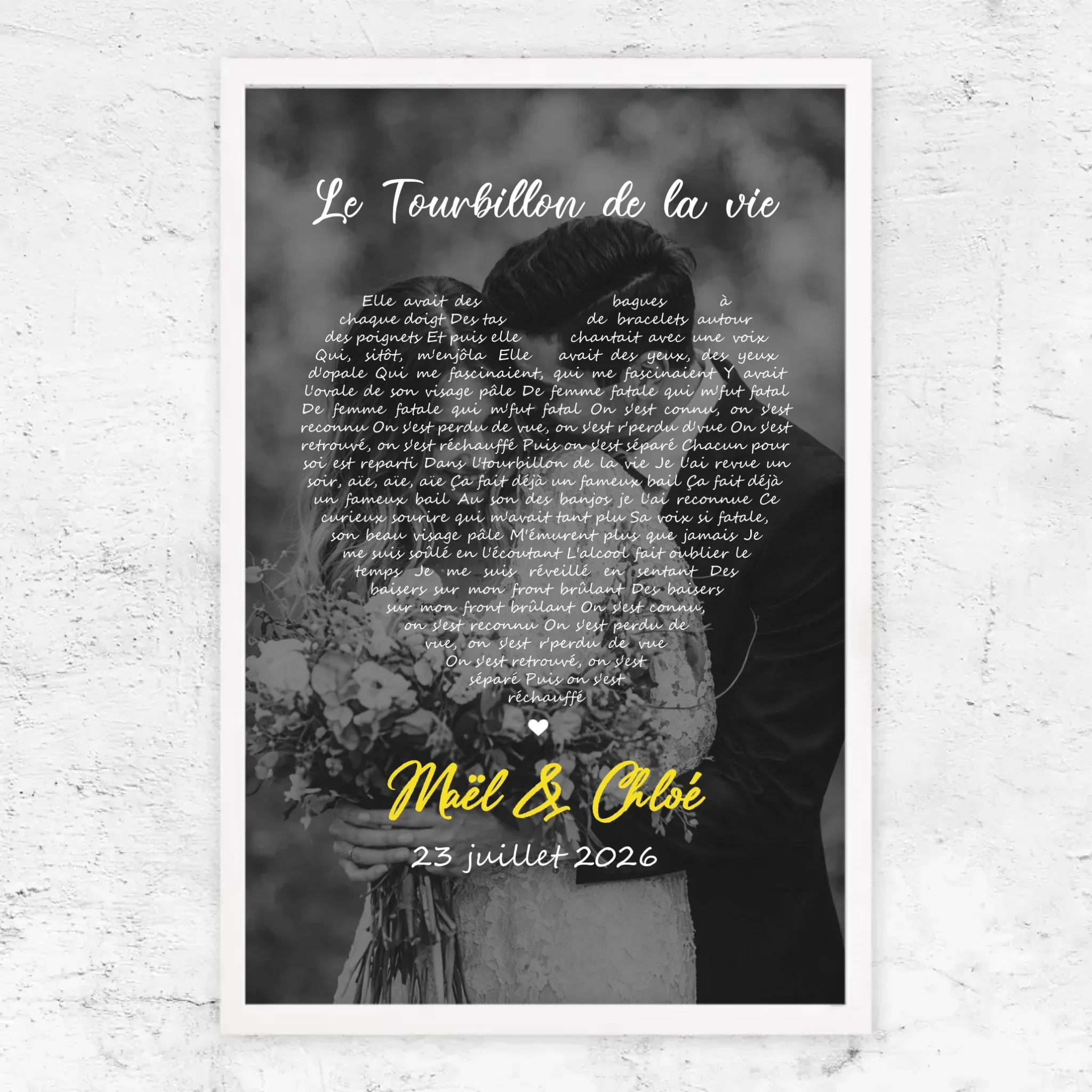 Poster personnalisé – Paroles de chanson en noir et blanc en forme de cœur-Vertical - Image 15