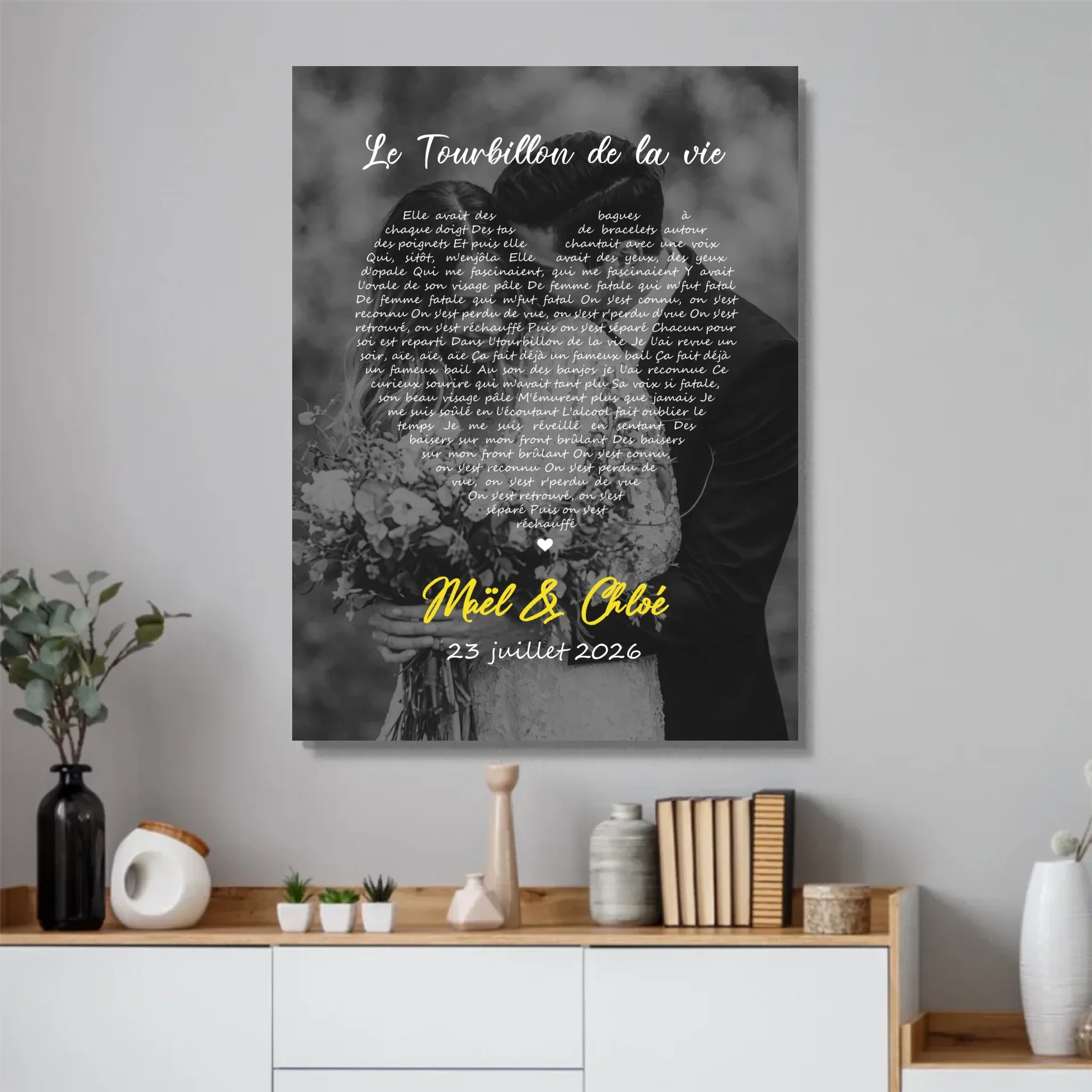 Poster personnalisé – Paroles de chanson en noir et blanc en forme de cœur-Vertical - Image 4