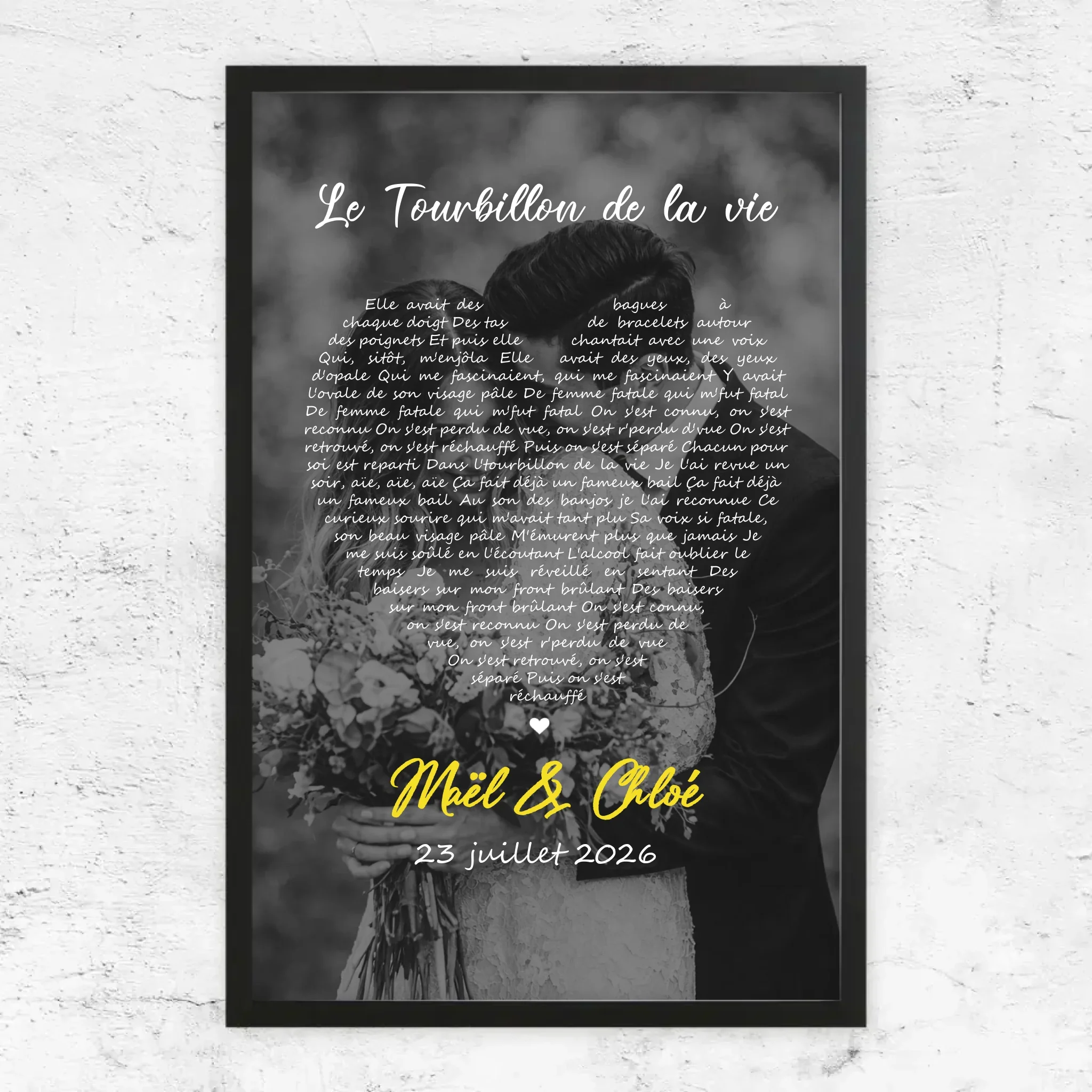 Poster personnalisé – Paroles de chanson en noir et blanc en forme de cœur-Vertical - Image 7