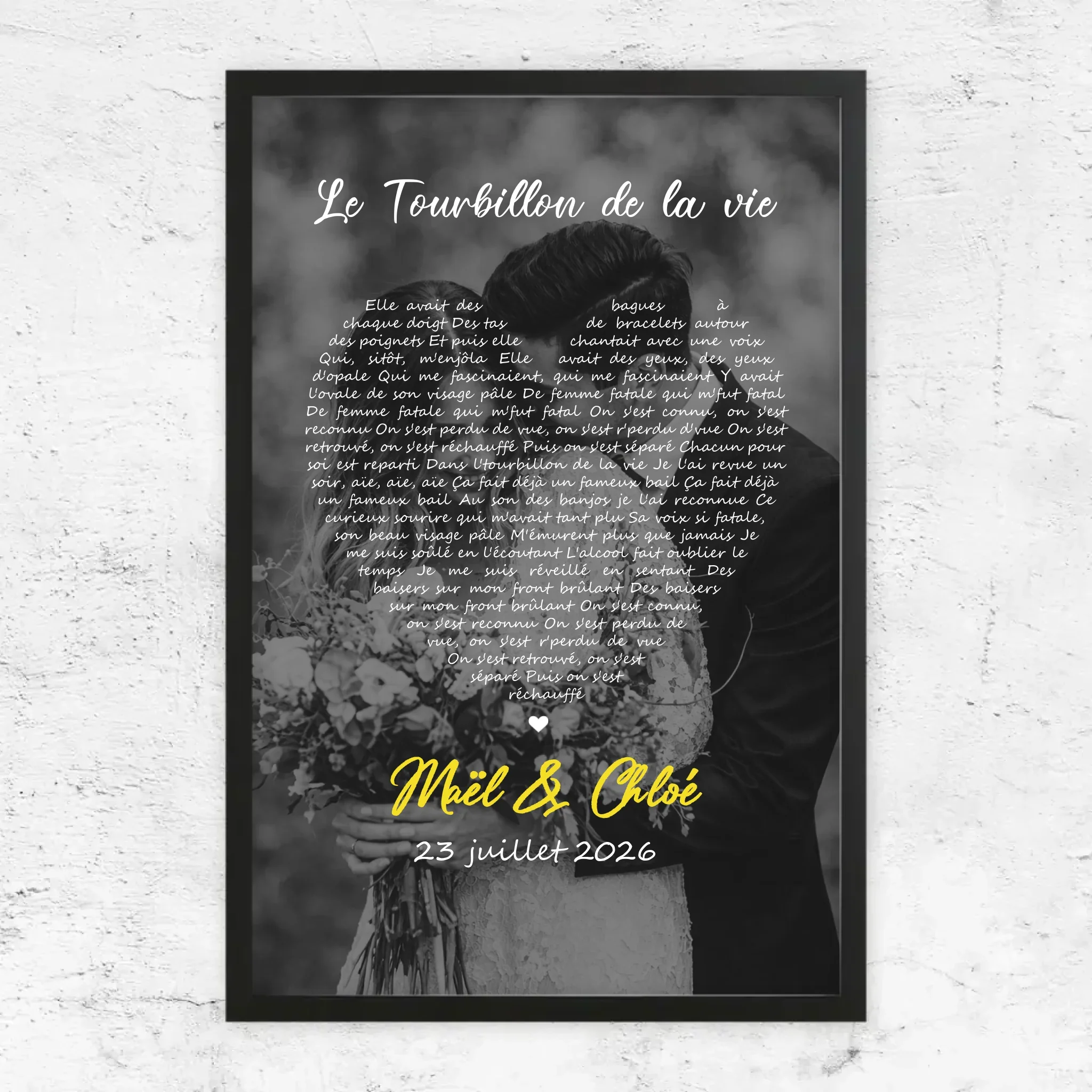 Poster personnalisé – Paroles de chanson en noir et blanc en forme de cœur-Vertical - Image 8